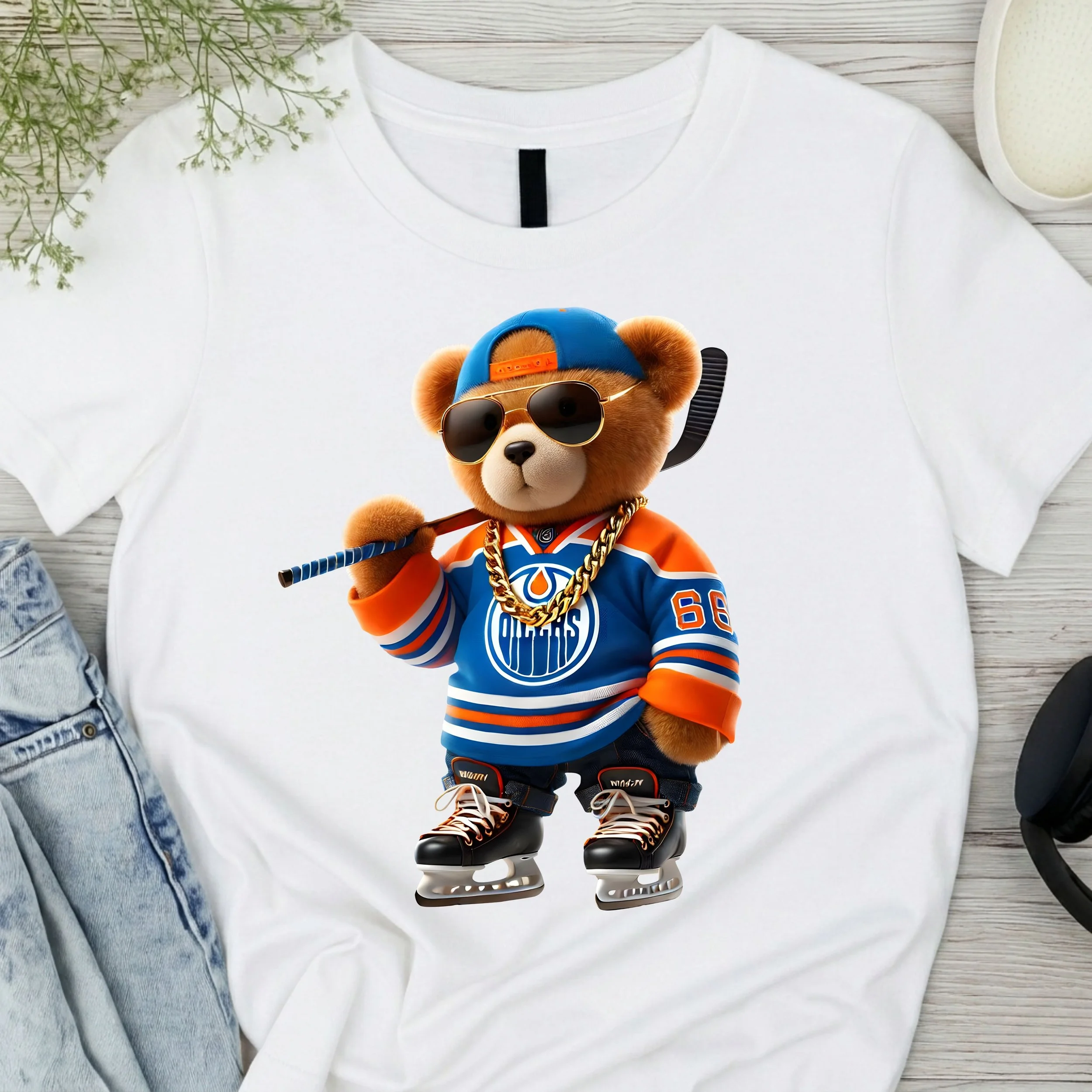 Hockey Bear Fan T-Shirt - EDMONTON OILERS