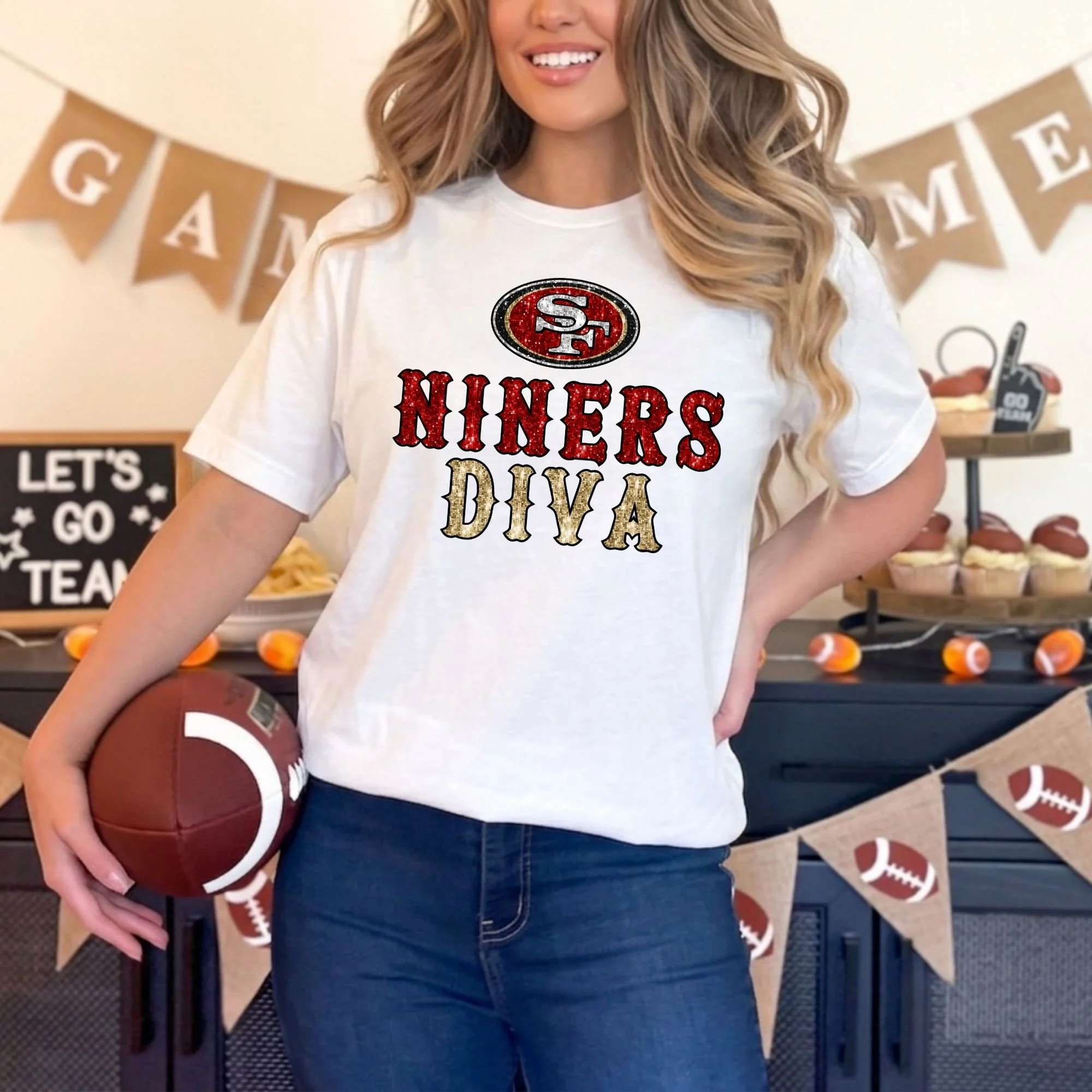 San Fran 49er's Glitter Team Spirit Tee