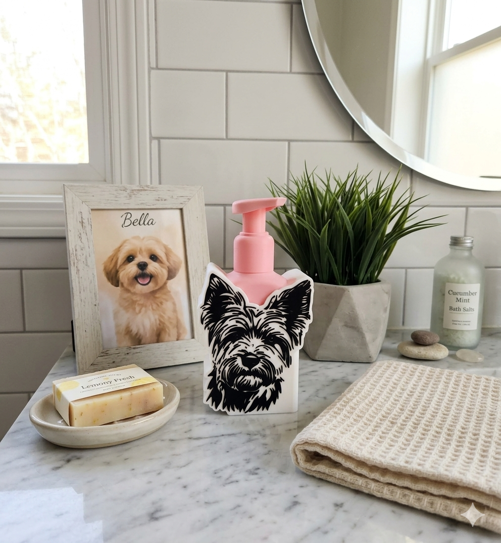 Yorkie Dog Breed Foaming Soap Dispenser Holder
