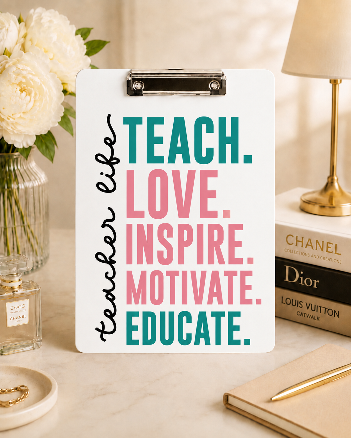 TEACH LOVE INSPIRE Clipboard 3MF File | 3D Printable Clipboard Design | Digital Download