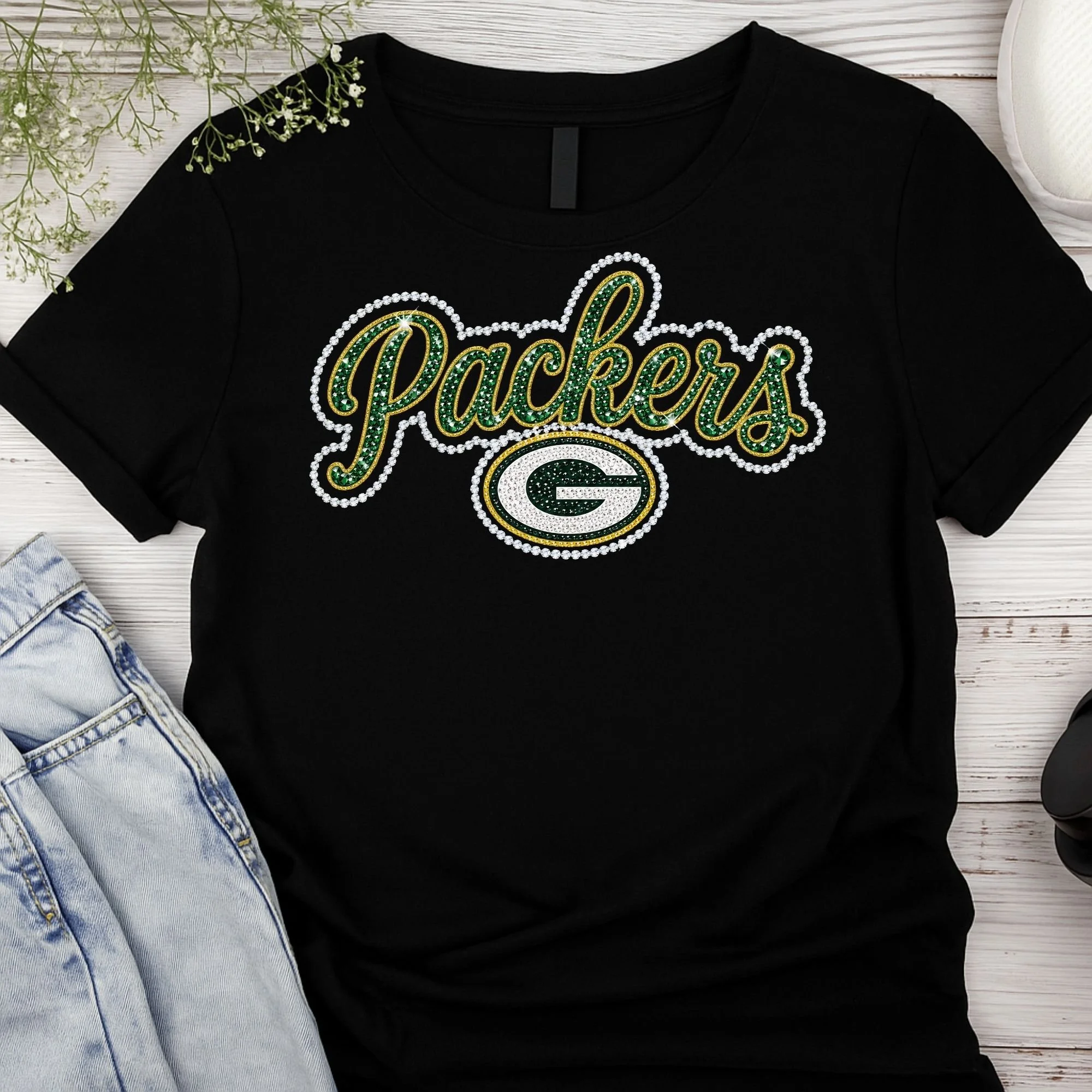 FOOTBALL FAUX BLING T SHIRTS-PACKERS
