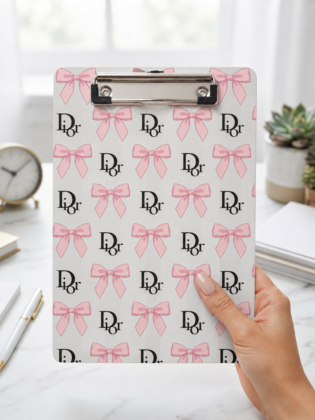 Pink Bow Monogram Clipboard 3MF File | 3D Printable Clipboard Design | Digital Download