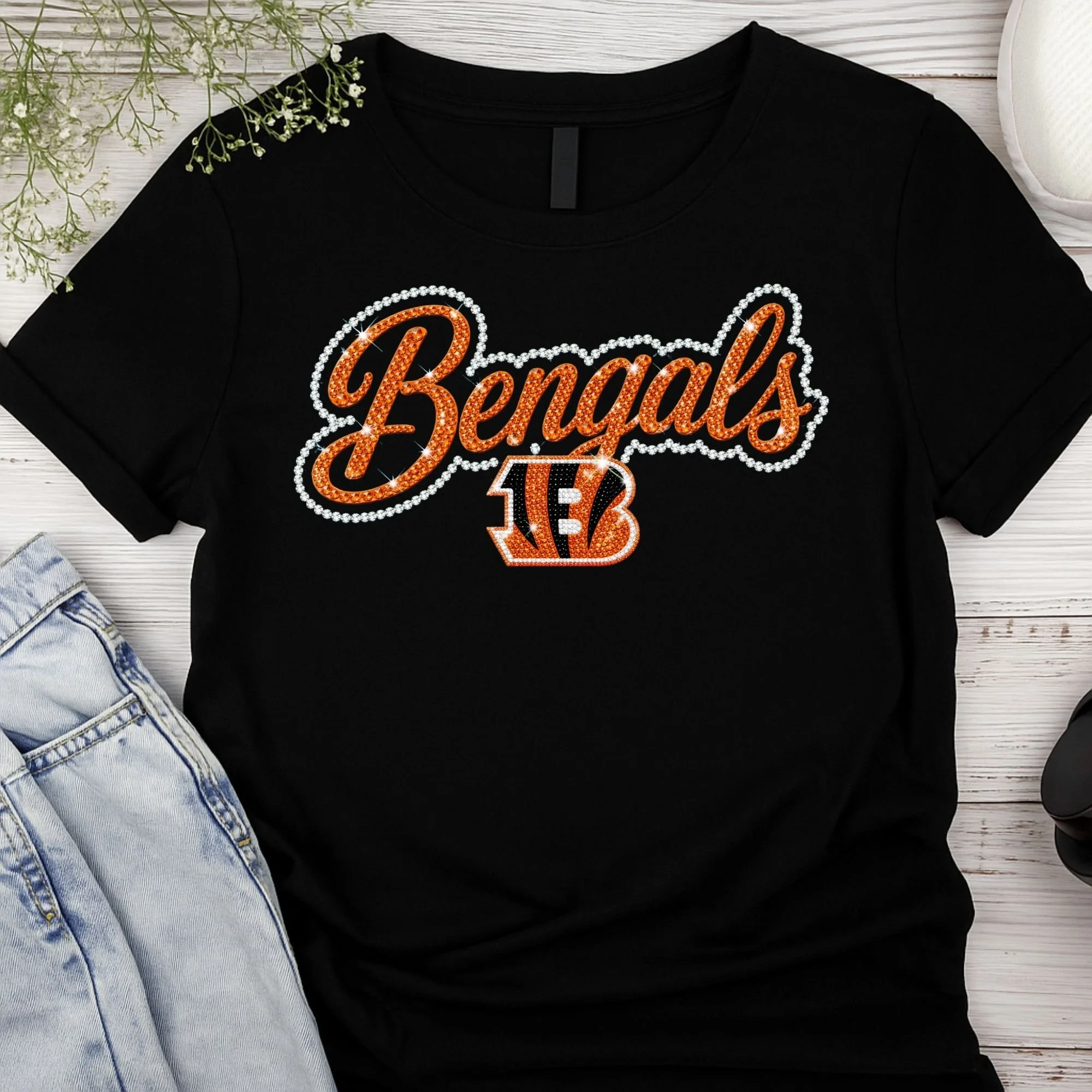 FOOTBALL FAUX BLING T SHIRTS- BENGALS