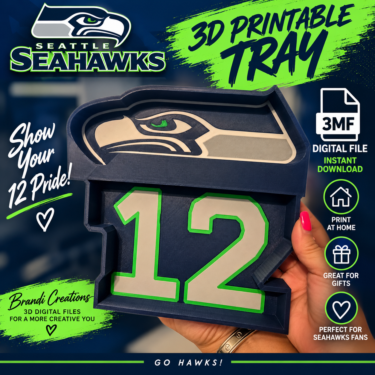 Seattle Seahawks 3D Printable Tray.png