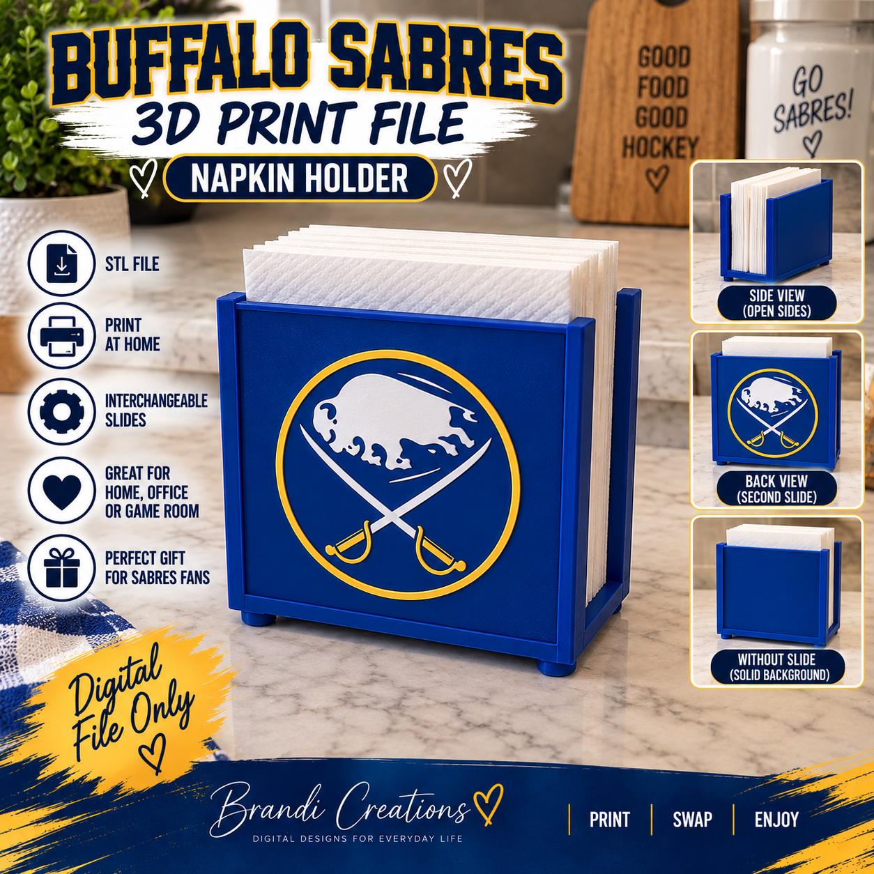 Buffalo Sabres Interchangeable Napkin Holder – Digital 3D Print File