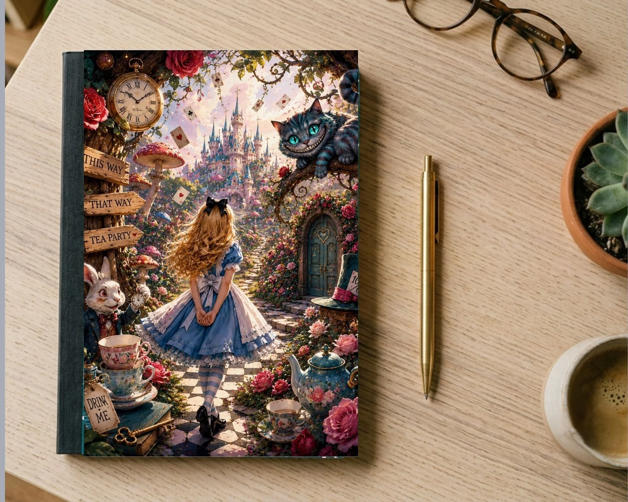 Vintage Fairytale Tea Party Aesthetic Composition Notebook