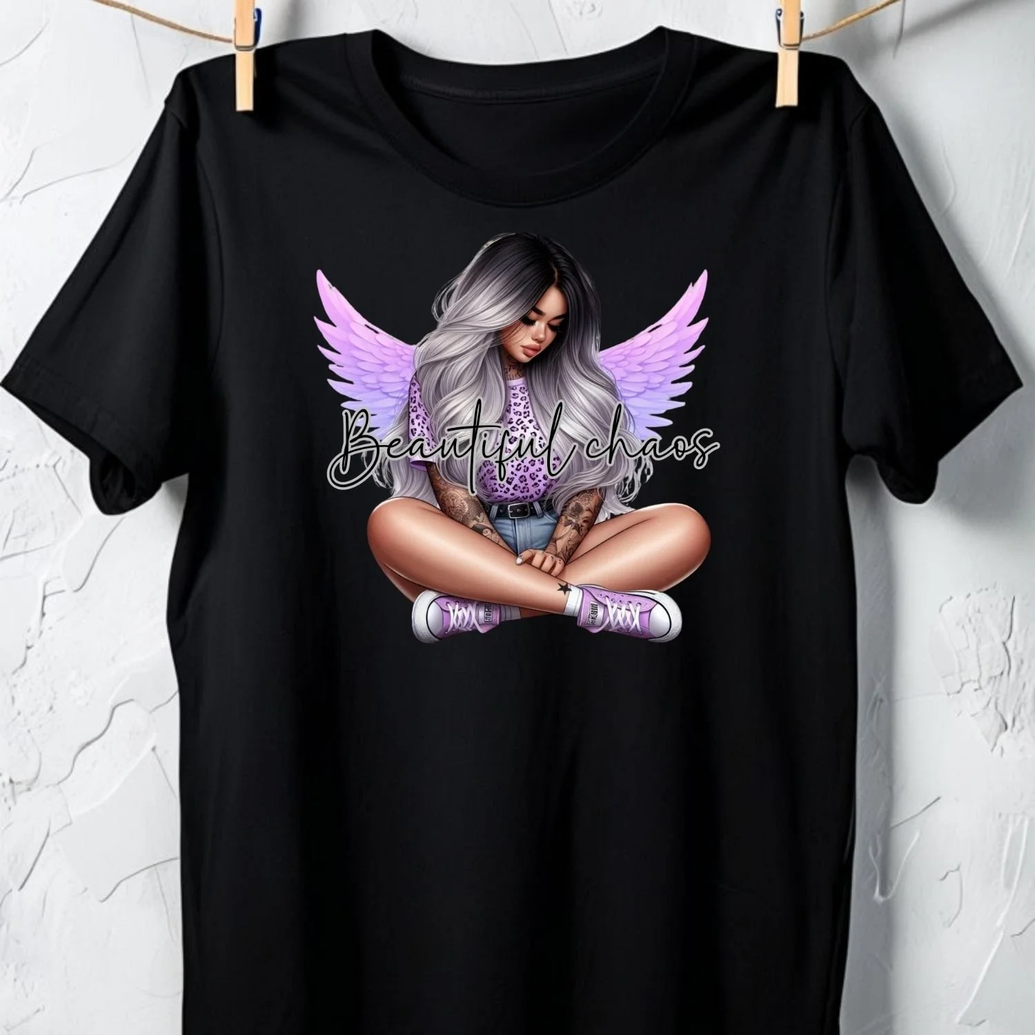 Beautiful Chaos – Angelic Wings & Aesthetic Graphic Unisex Tee
