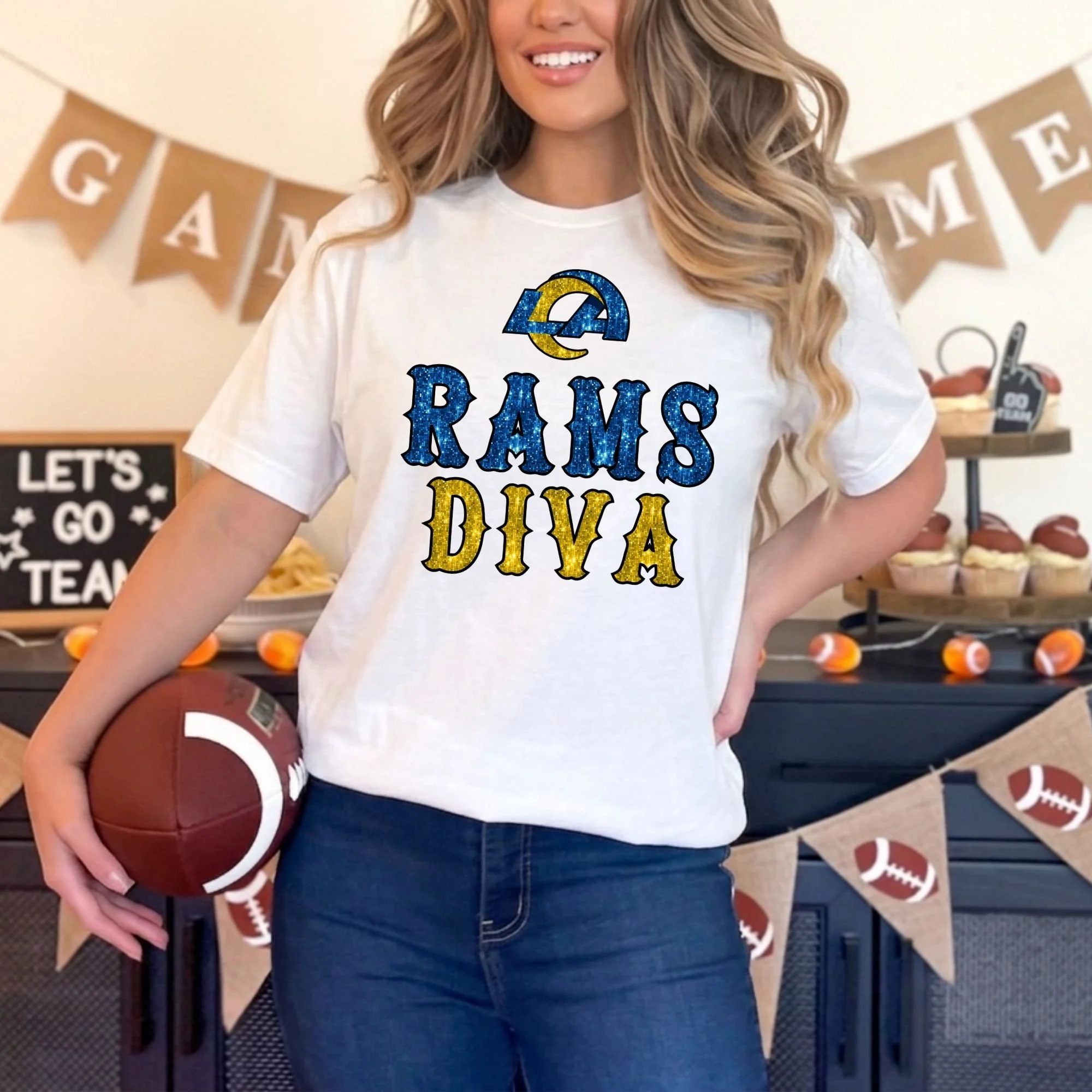 Los Angeles Rams Glitter Team Spirit Tee