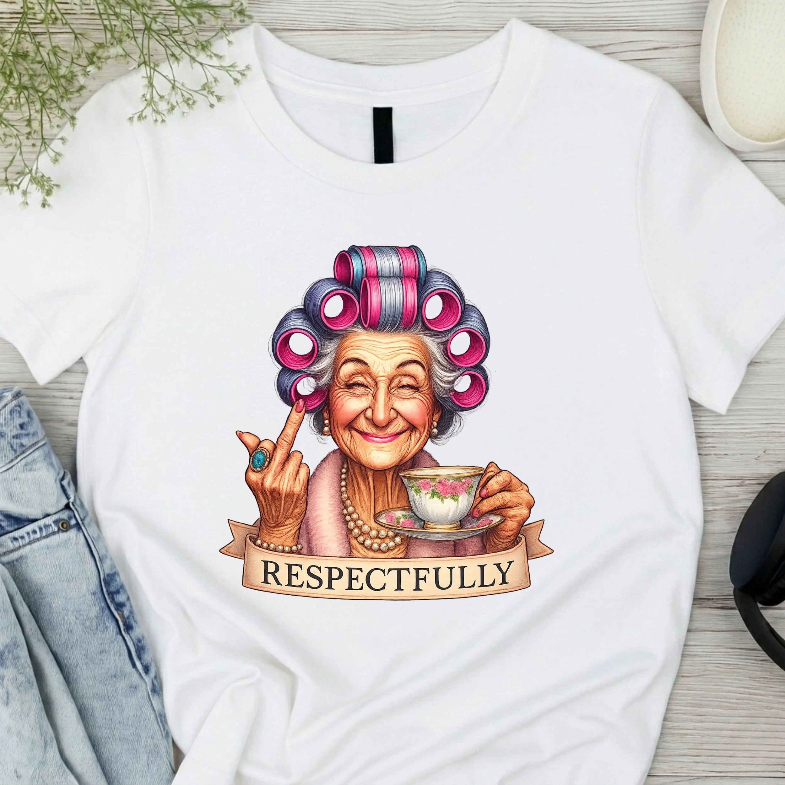 Respectfully Sassy Grandma T-Shirt - Funny Graphic Tee - Humorous Senior Citizen Shirt