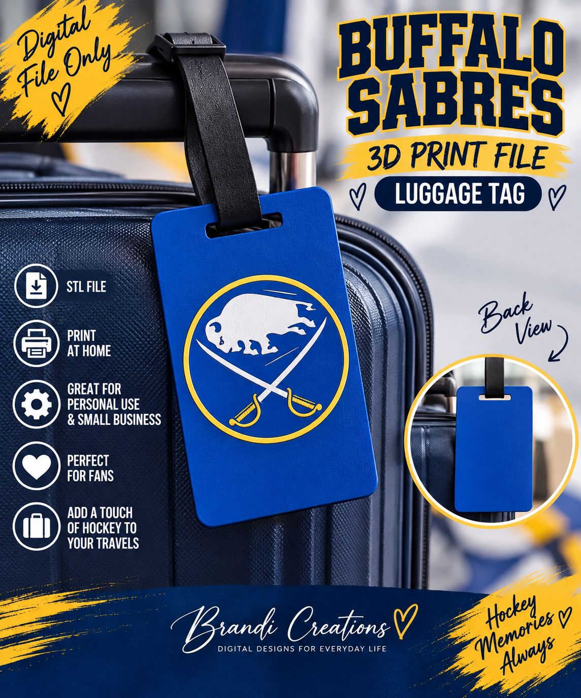 Buffalo Sabres Luggage Tag – Customizable 3D Digital File