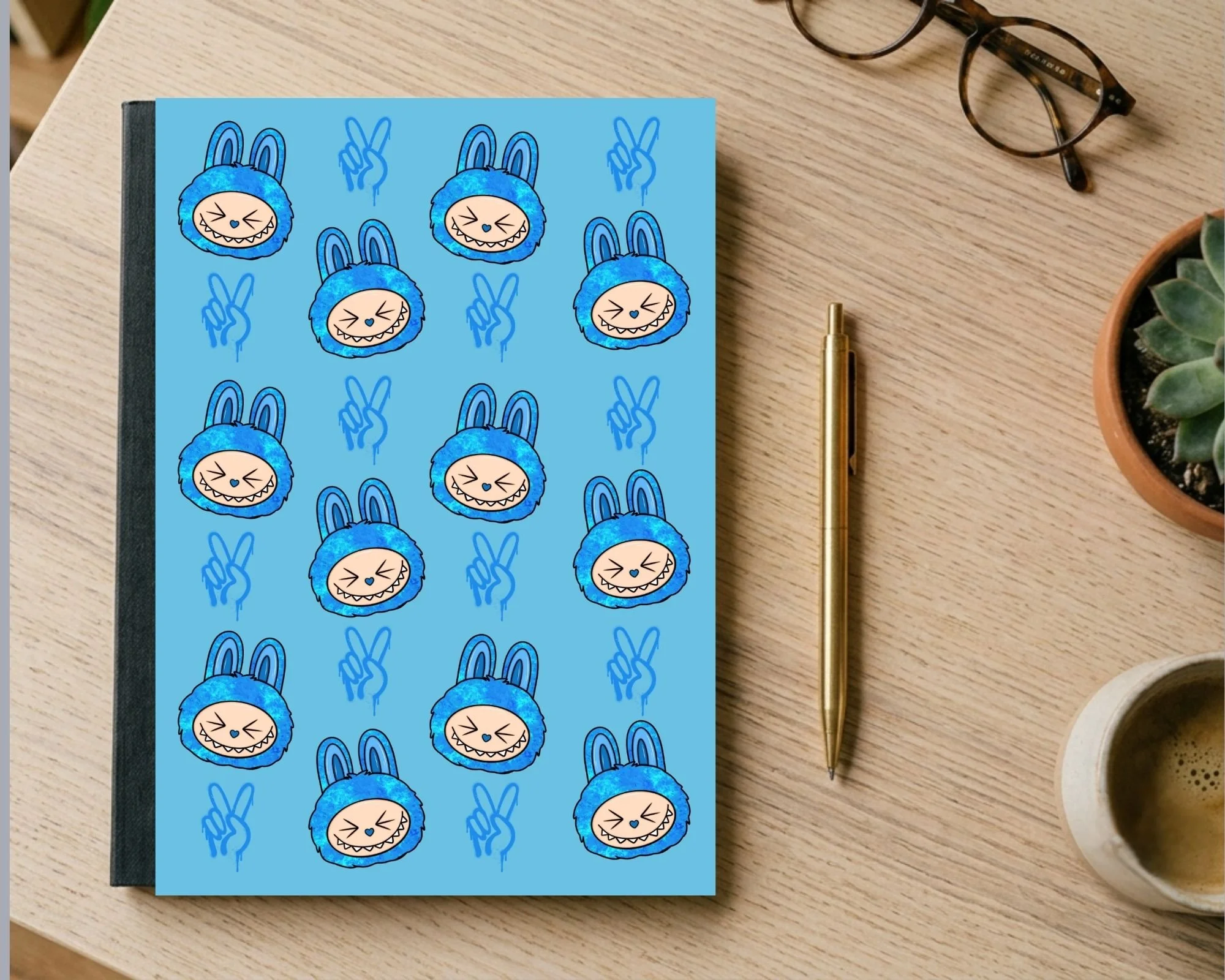 Quirky Anime Monster  Light Blue -80 Page Notebook