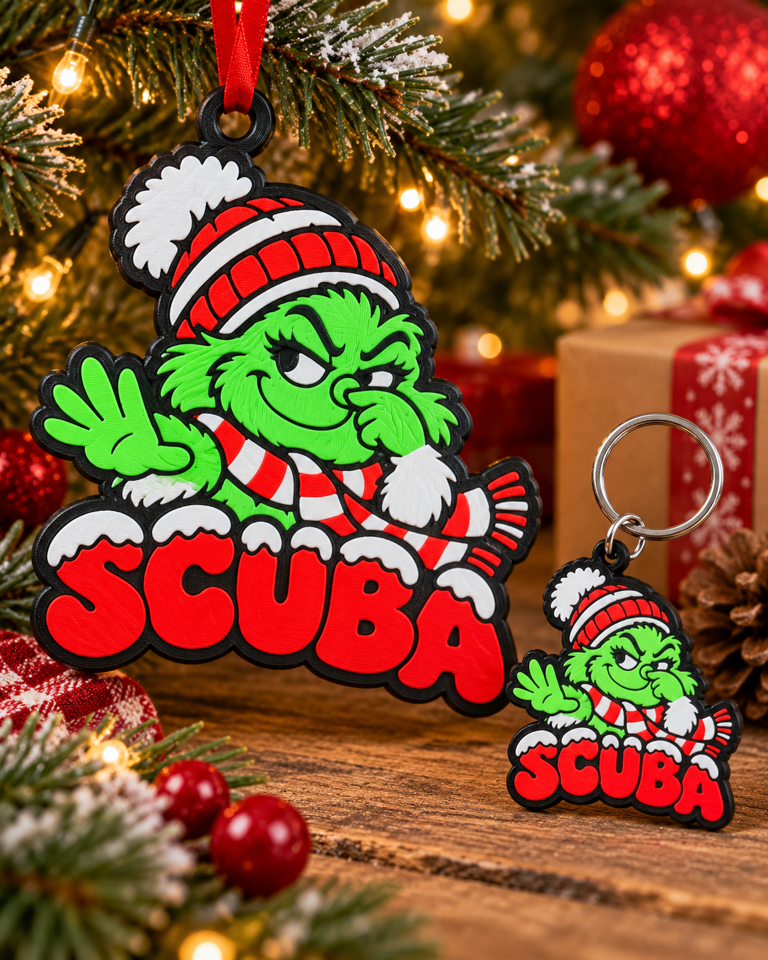Festive SCUBA Grinch Ornament and Keychain.png