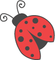 Cartoon ladybug with red body and black spots