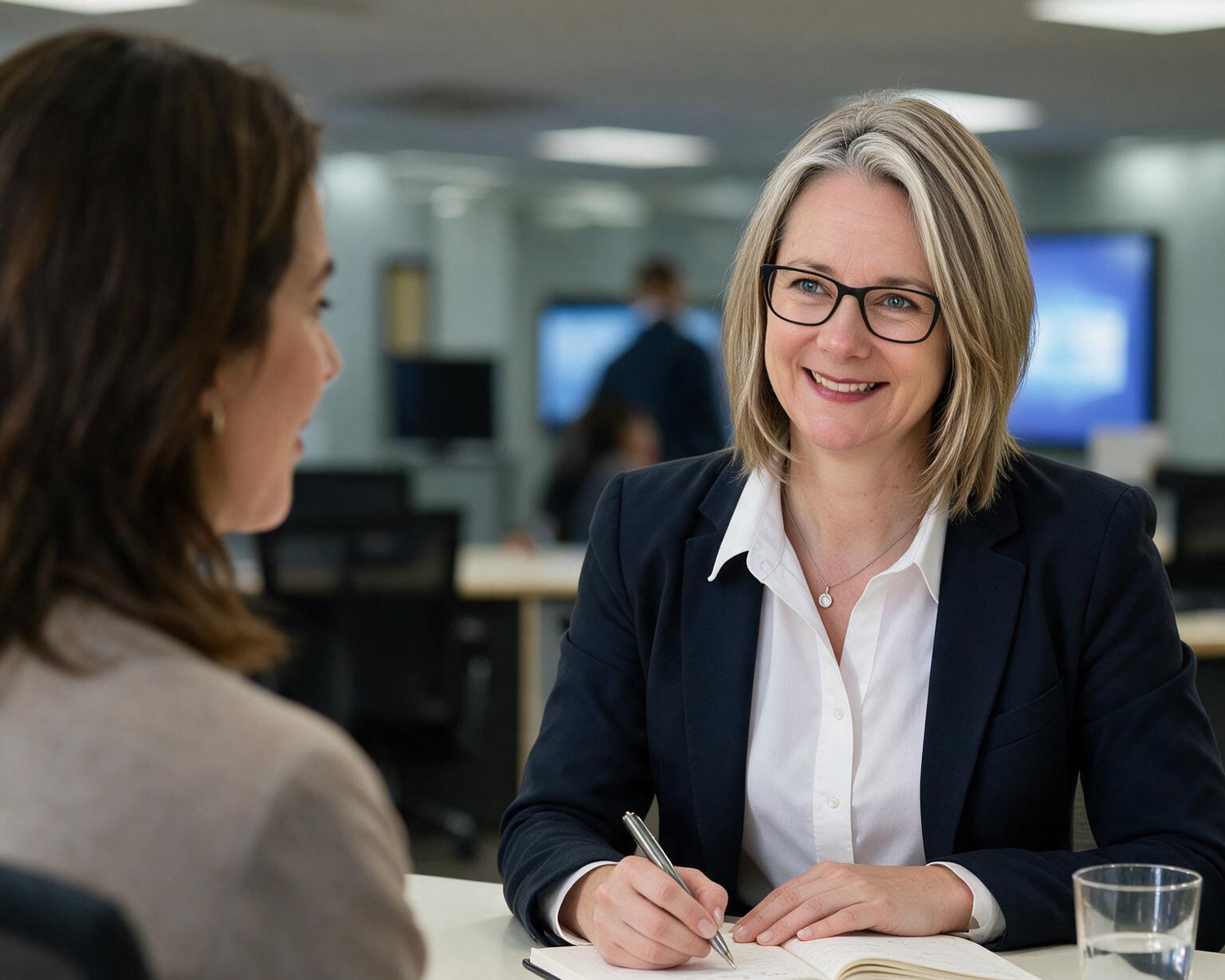 Compass Coaching Group's Monique Roberts discusses HR advisory services with a female executive