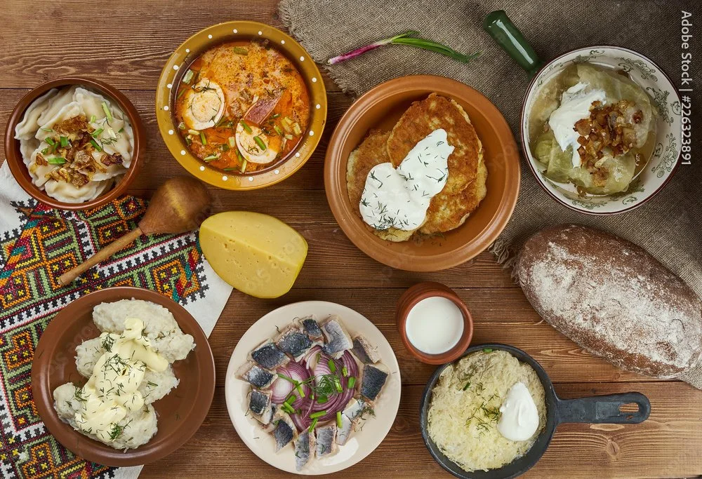 Platters of mediterranean cuisine on a table top