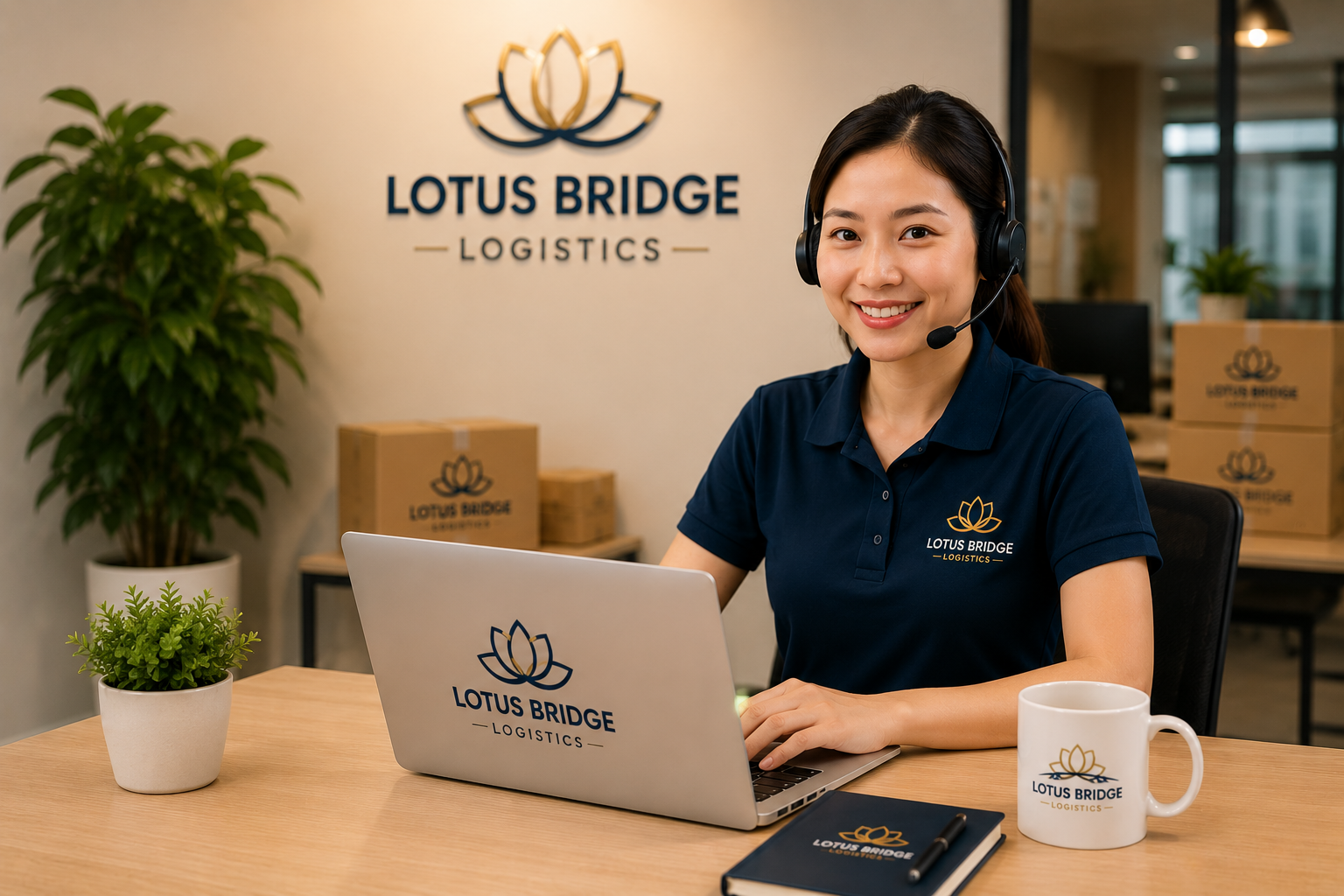 Customer support representative at Lotus Bridge Logistics assisting international shipping clients between Vietnam and the USA
