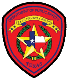 Texas Highway Patrol badge with a star and wreath design