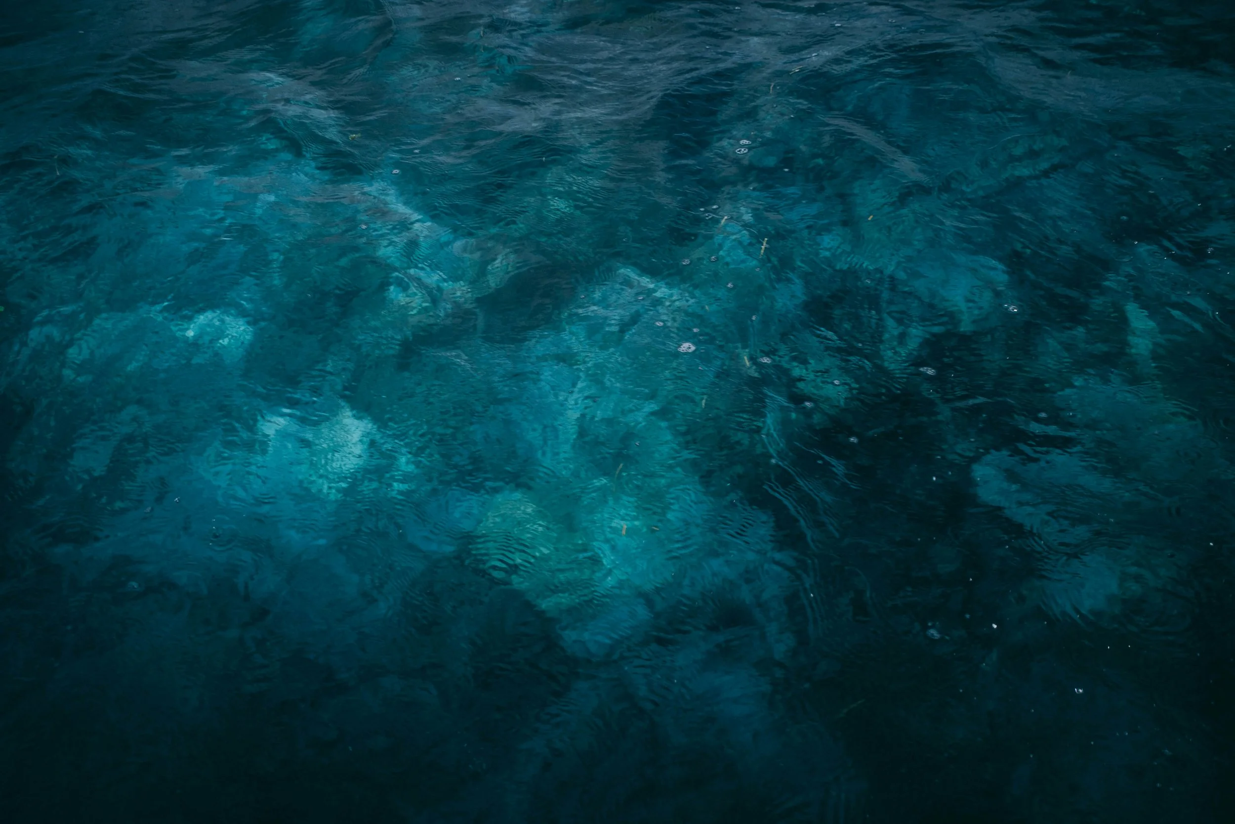 Deep blue ocean water with ripples and slight waves.
