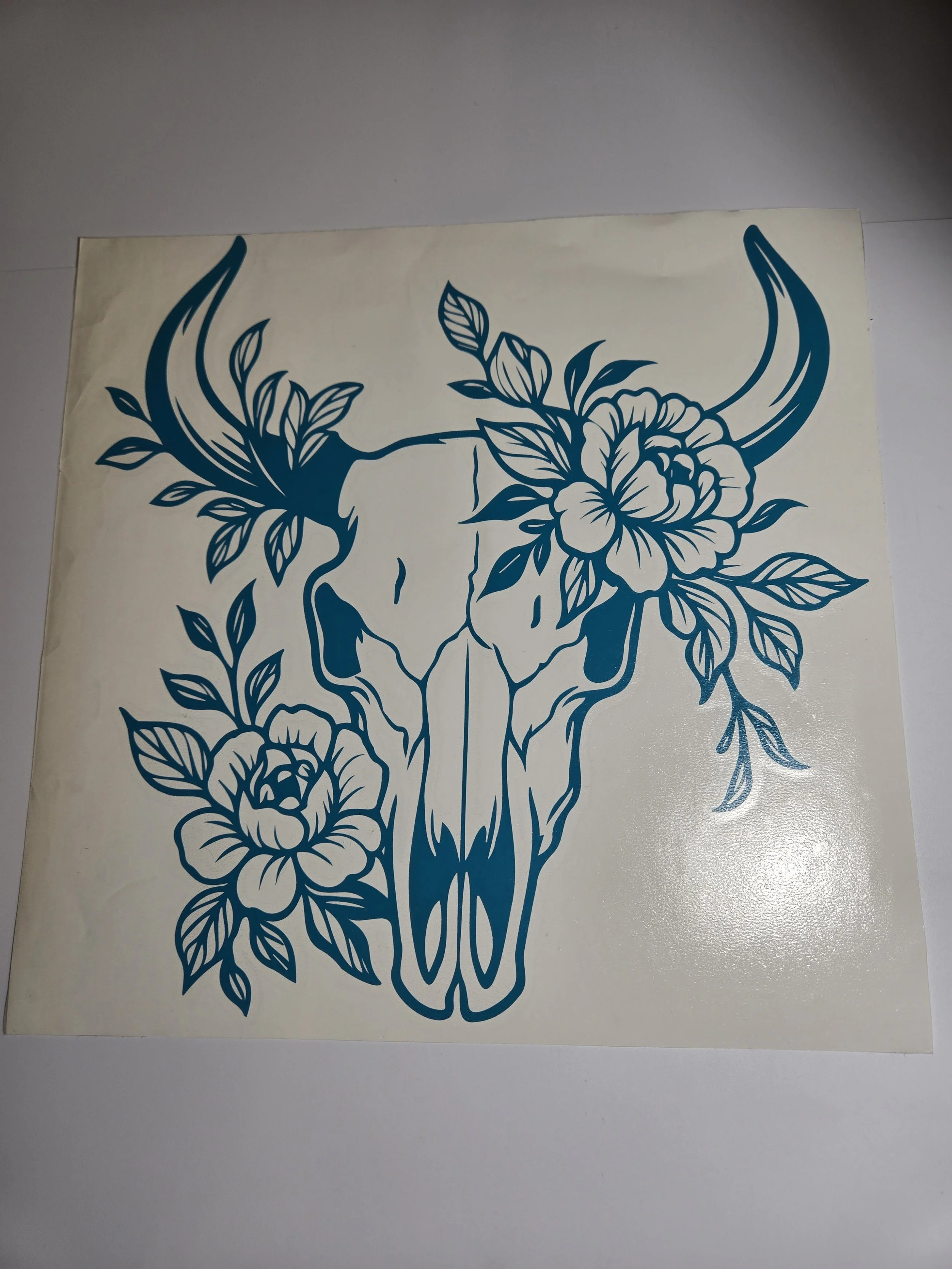 10.5" Deathbloom Cow Skull Decal