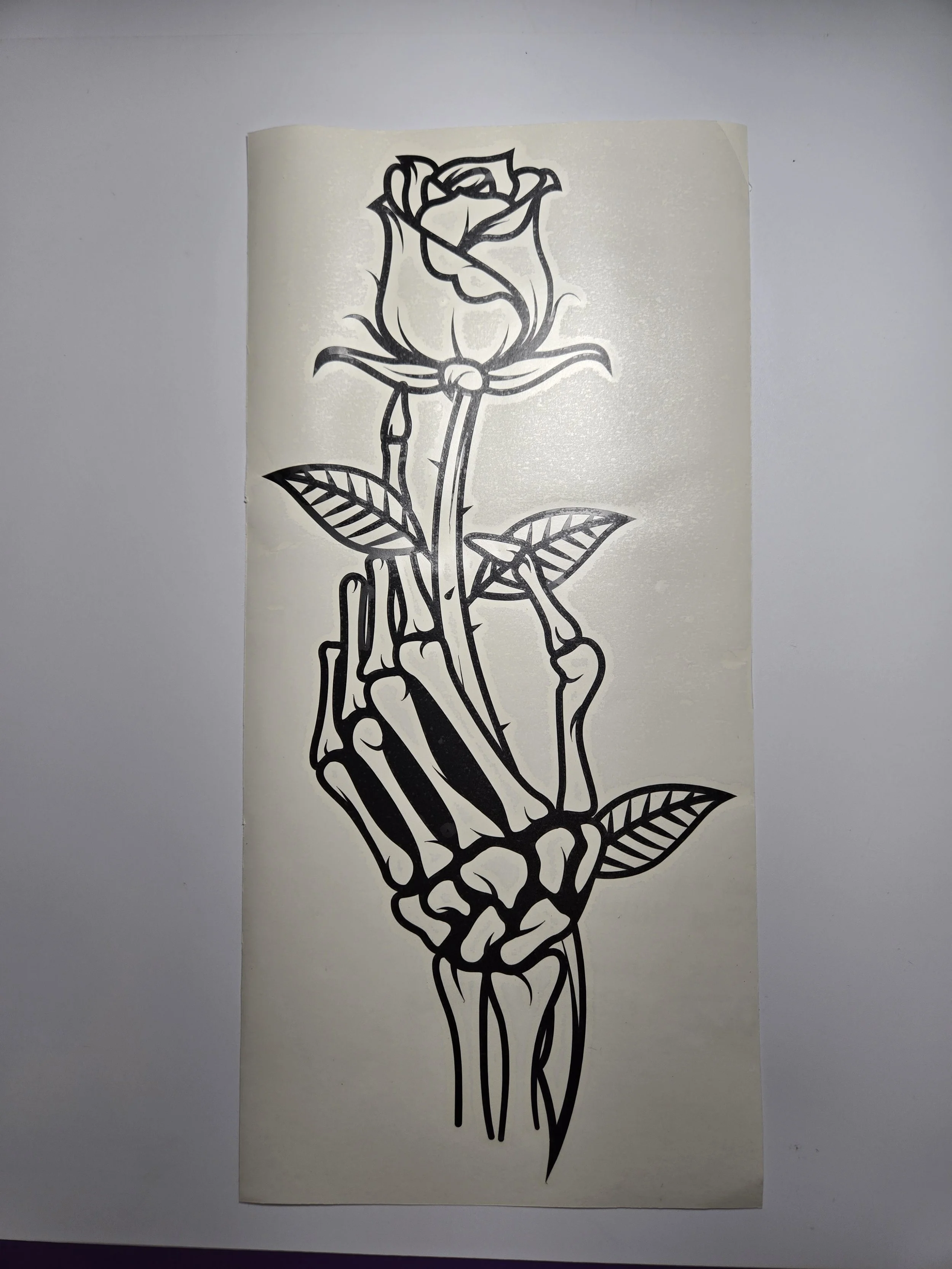 11.5" Skeletal Hand Rose Decal