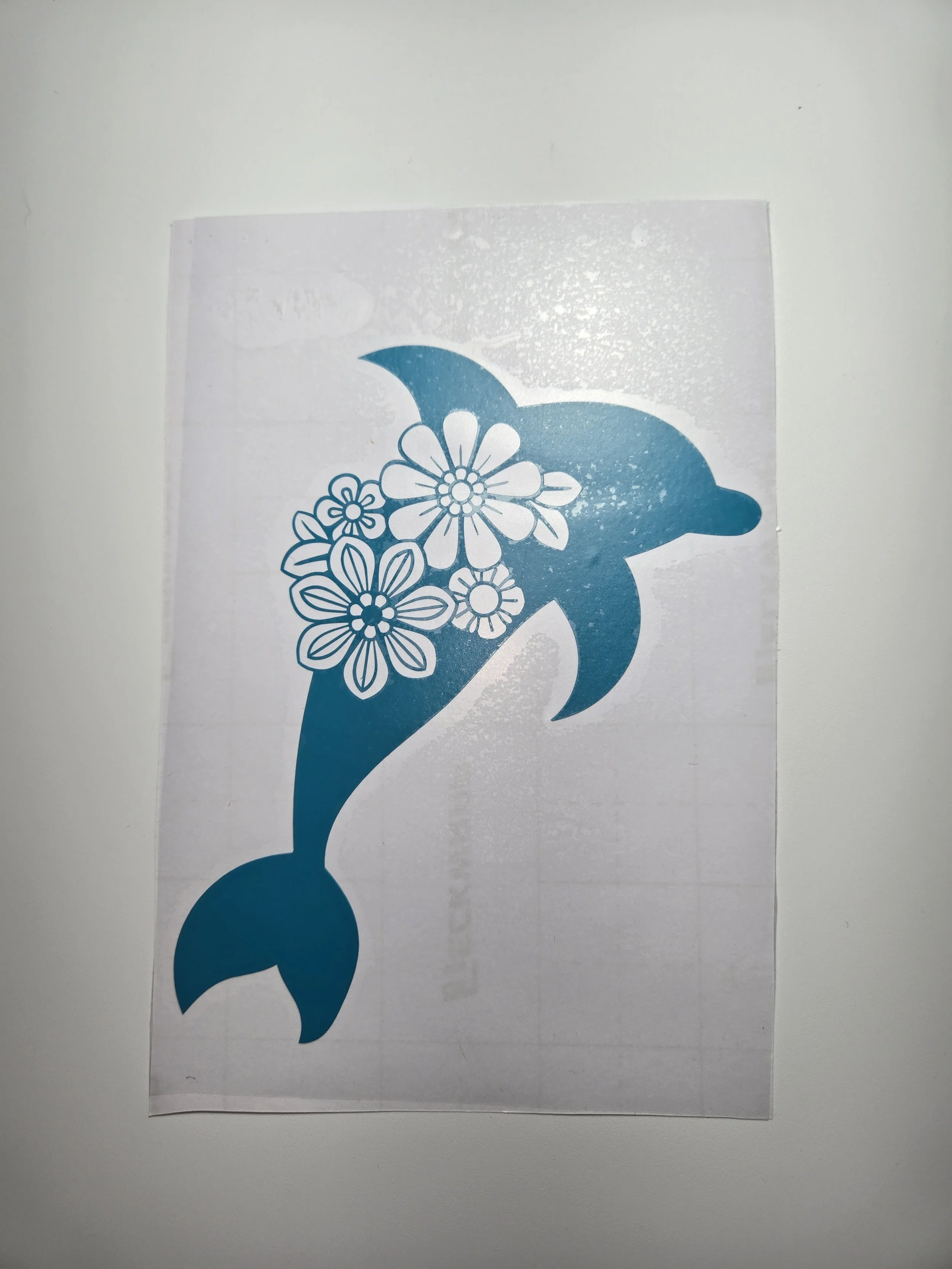 5.5" Aquamarine Flower Dolphin Decal