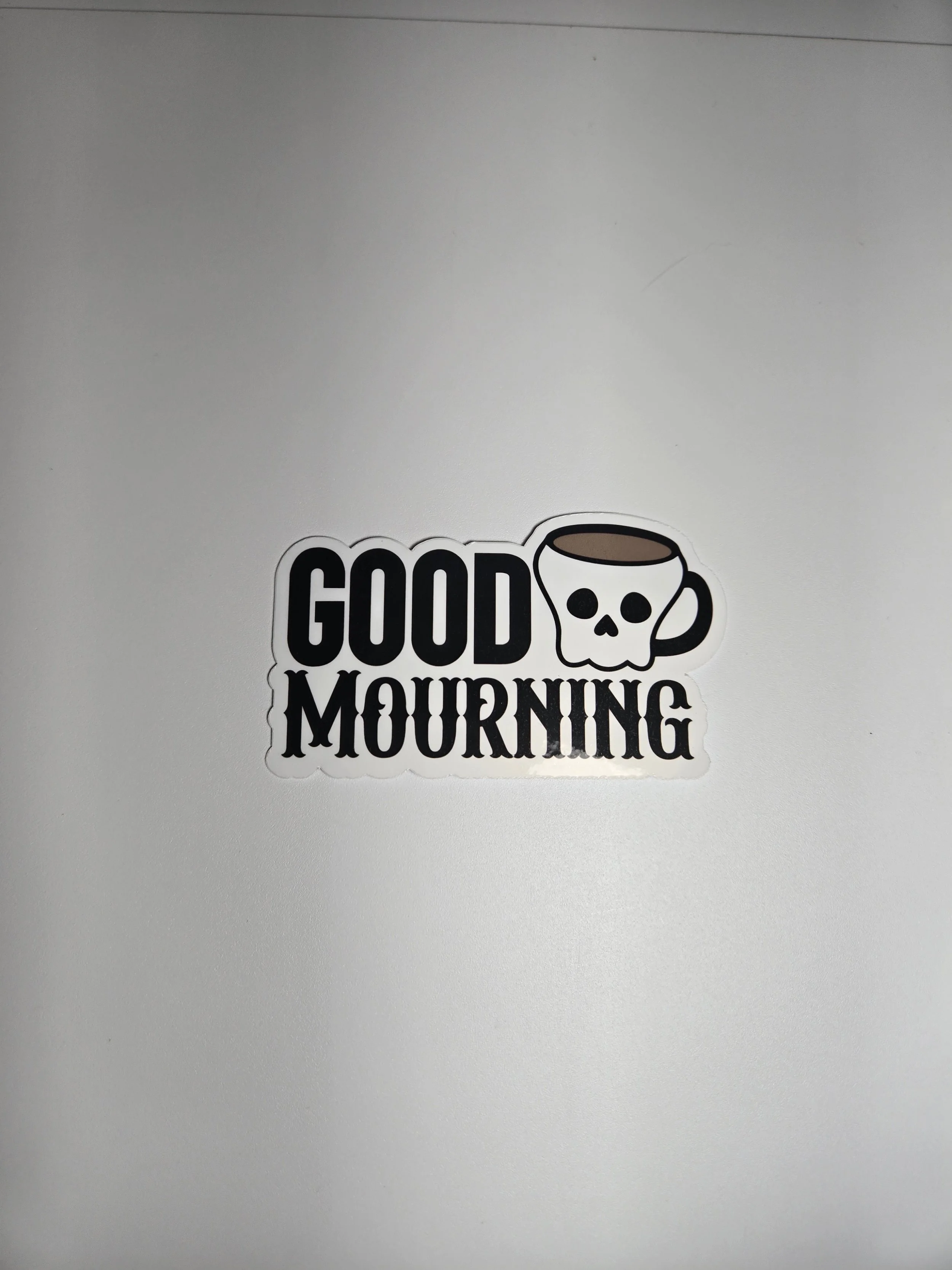 3" 'Good Mourning' Skull Coffee Sticker