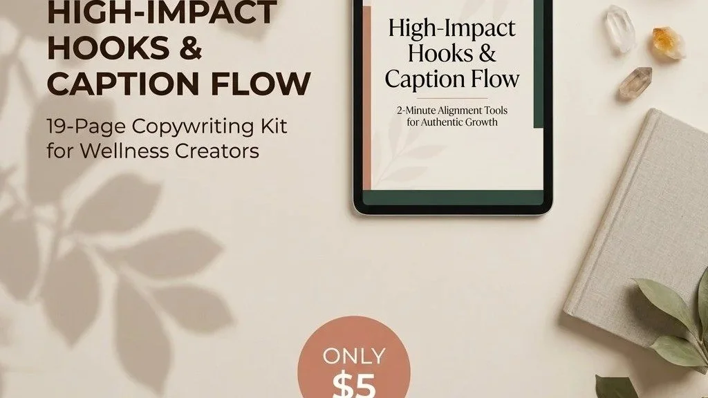 High Impact Hooks & Caption Flow for Wellness Coaches, Mindful Instagram Templates, Spiritual Creator Social Media Guide, Copywriting Kit PDF