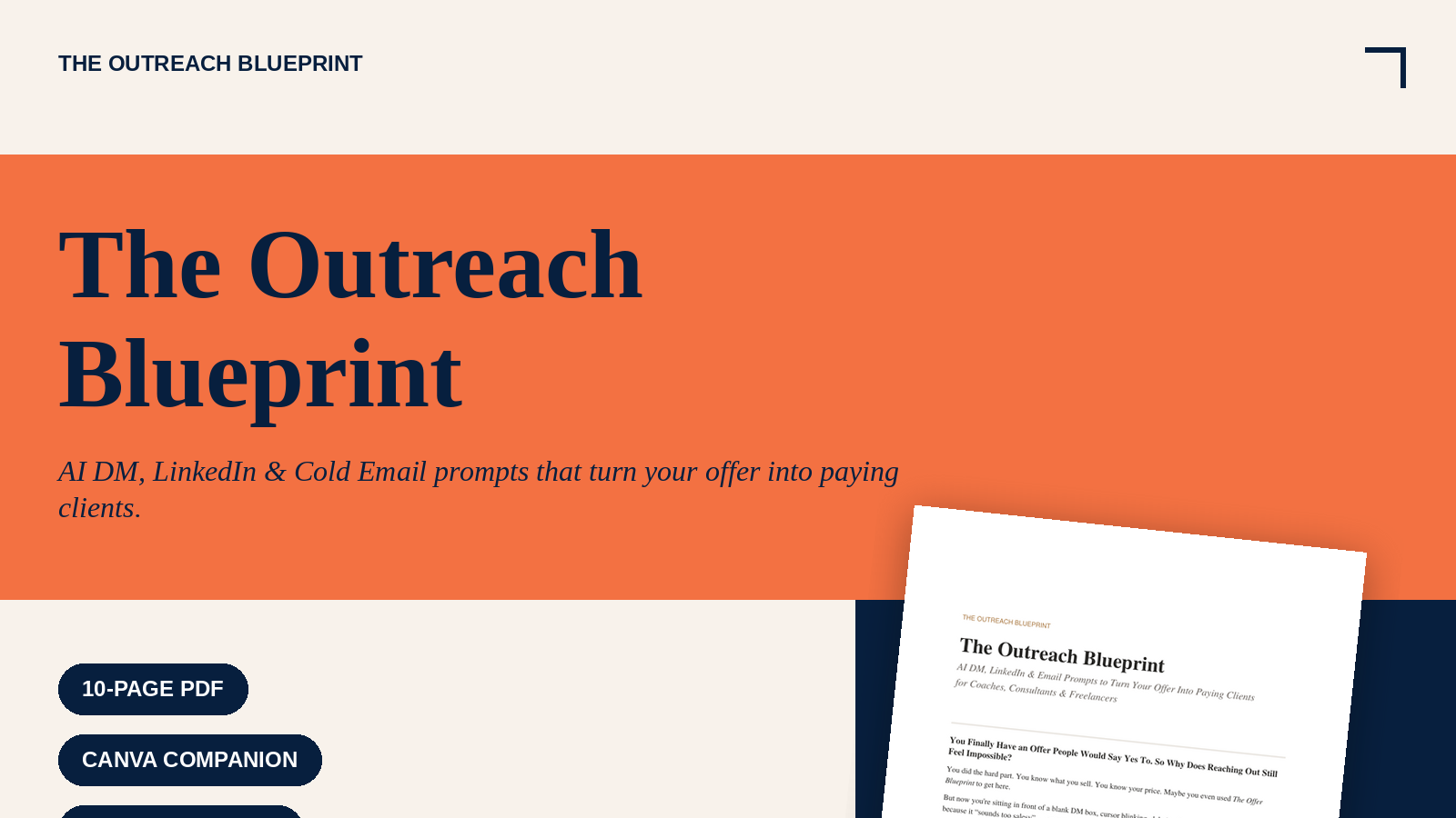 The Outreach Blueprint | AI DM, LinkedIn & Cold Email Script System