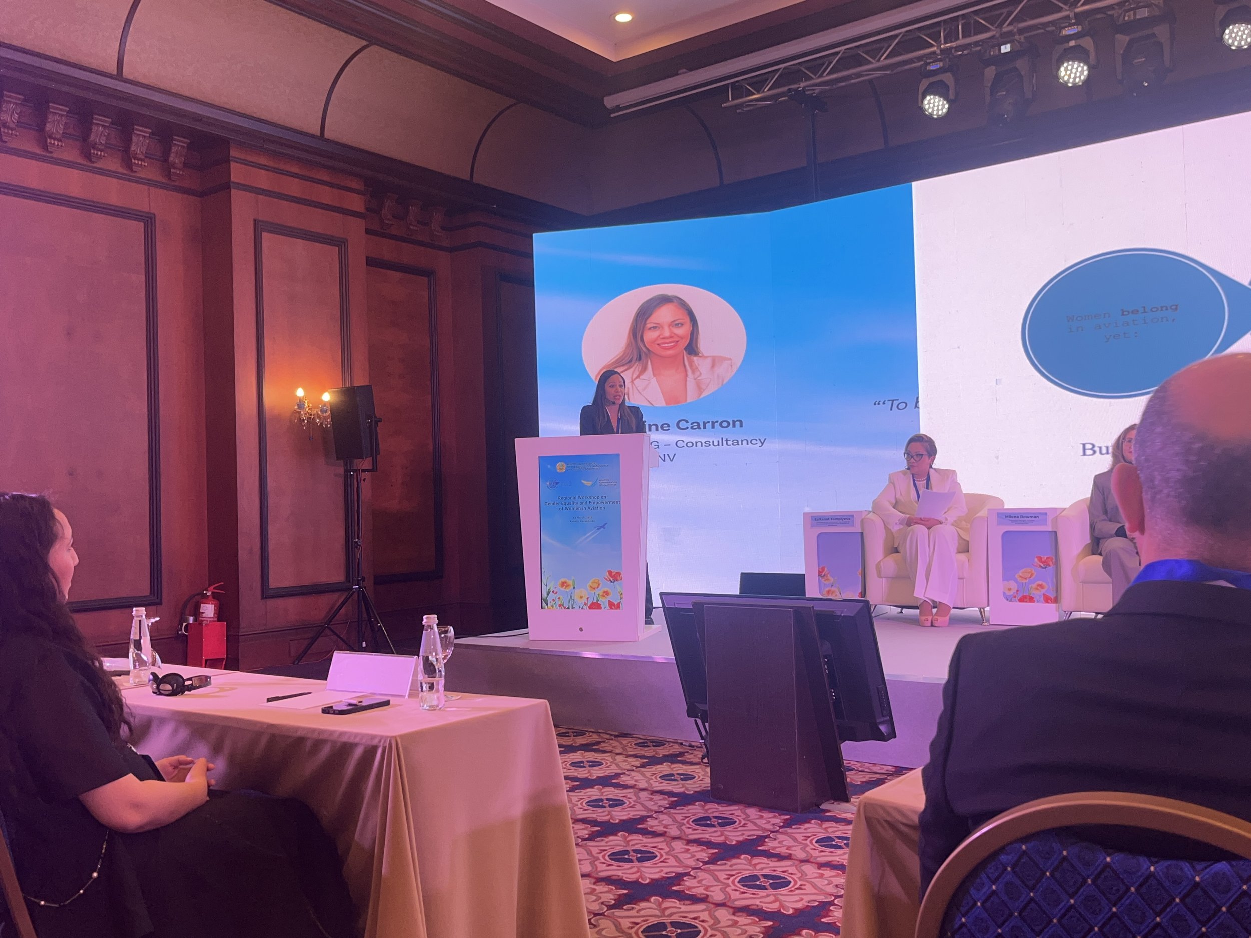 Francine Carron speaking for ICAO in Kazakhstan