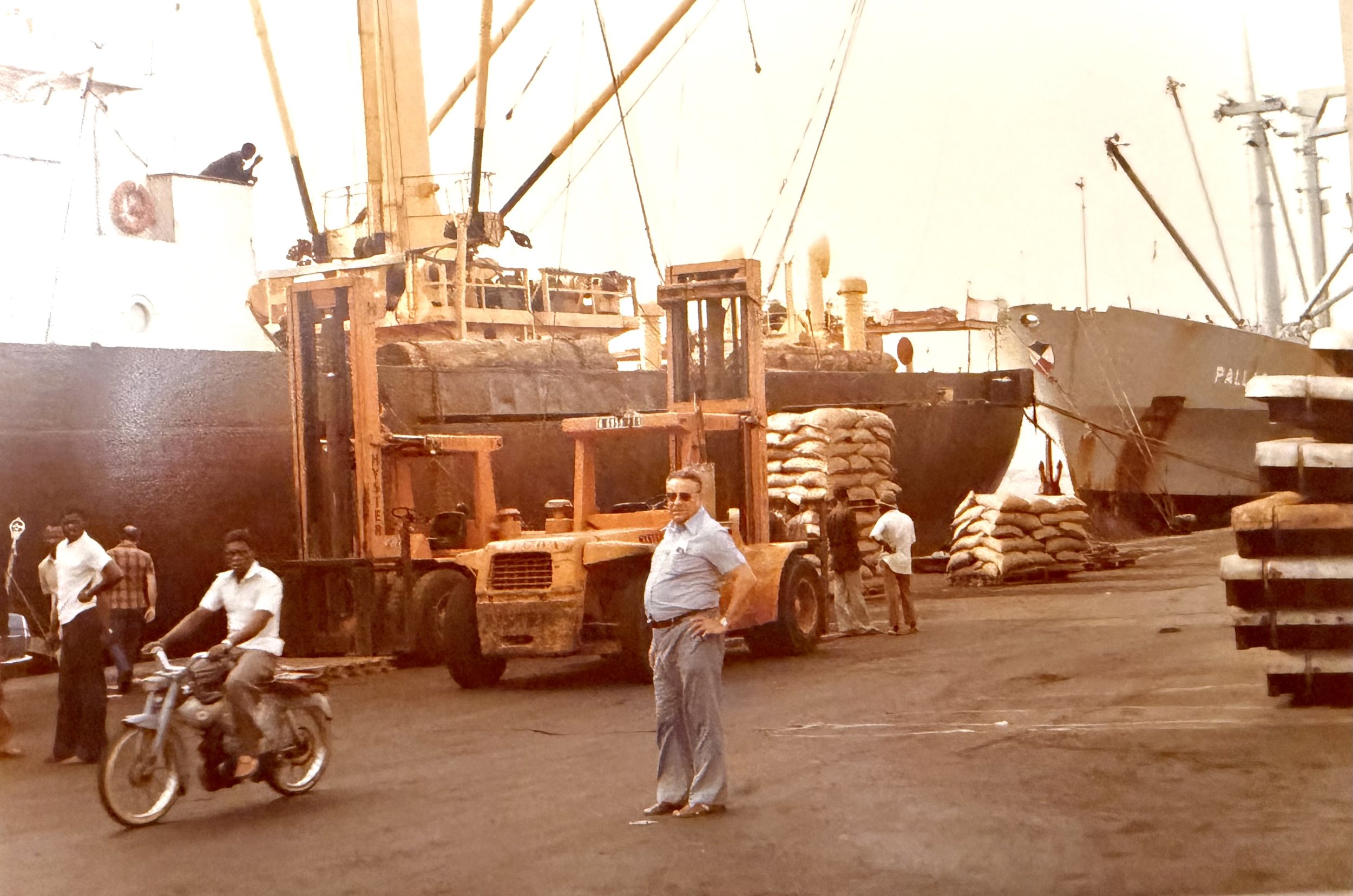 Fernand Carron in Ivory Coast inspecting his vessels