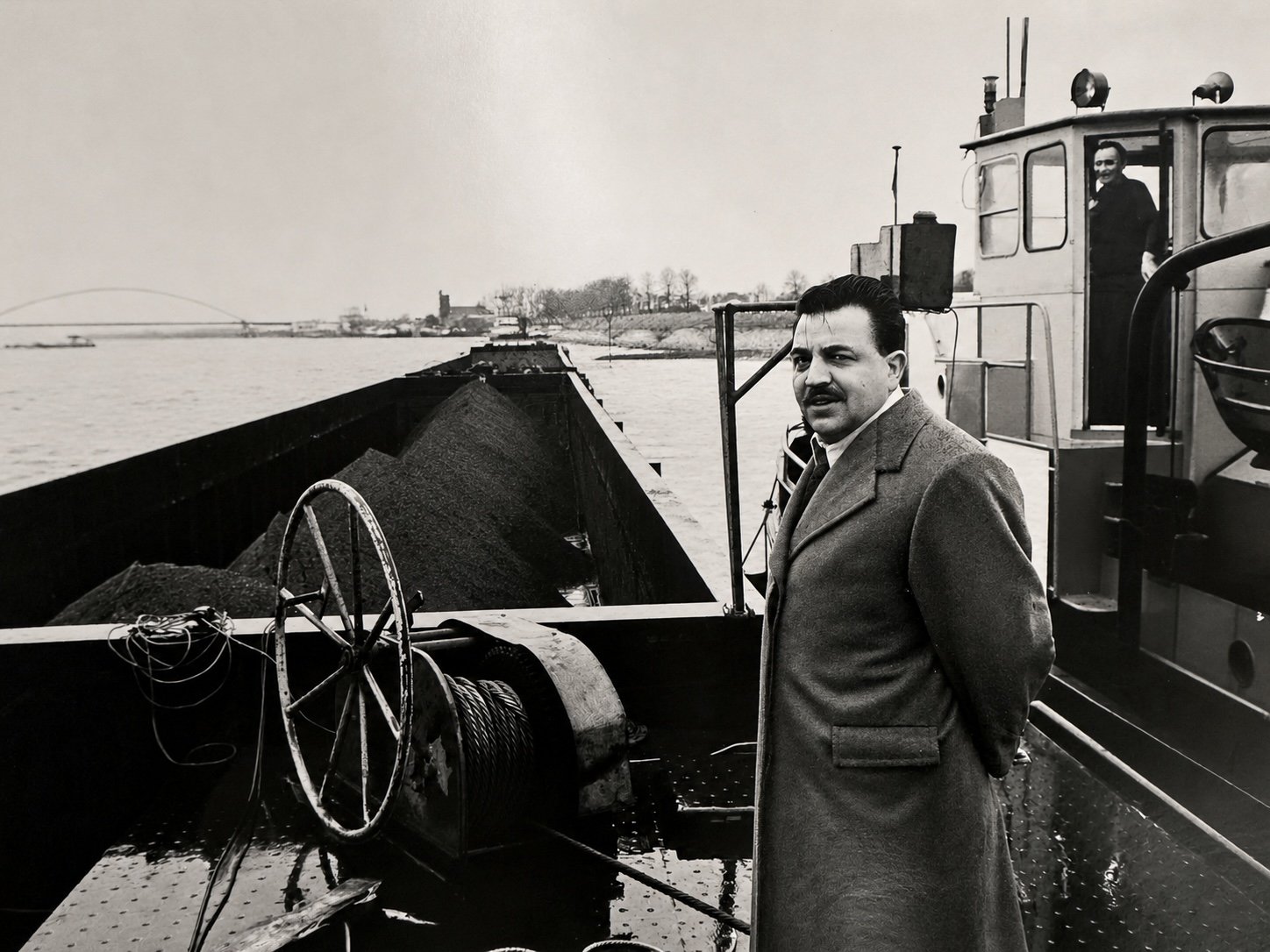 Charles Carron in his early days working visting his father's inland waterway vessels