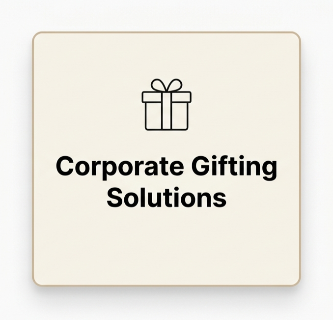 A sign with a gift box icon and the text 'Corporate Gifting Solutions' in bold