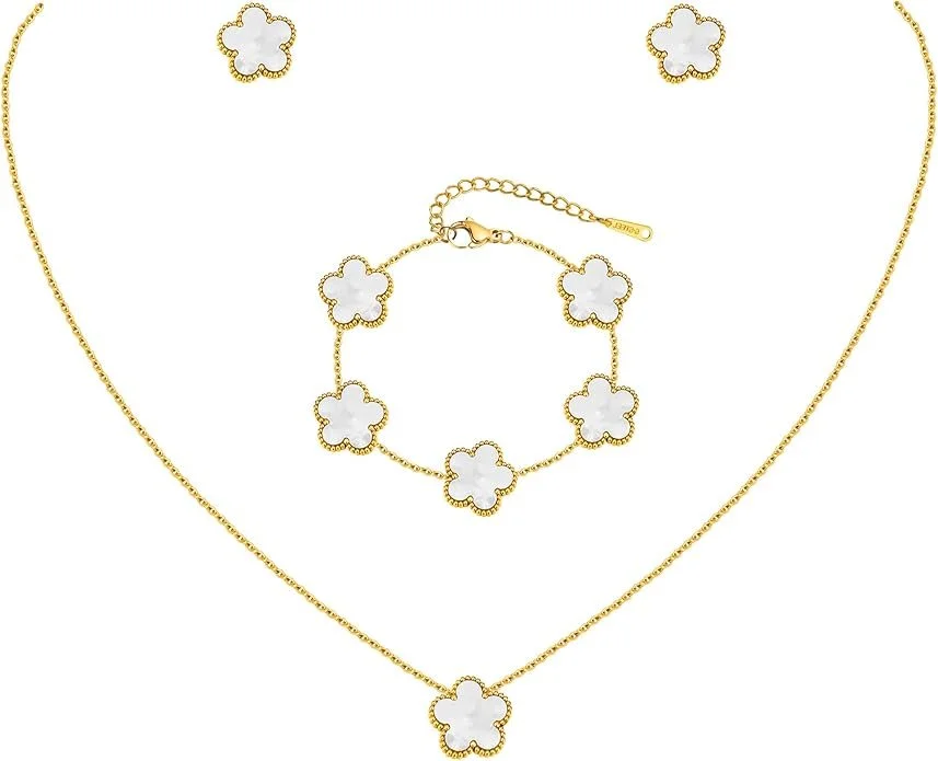 Gold Necklace, Bracelet, & Earring Set