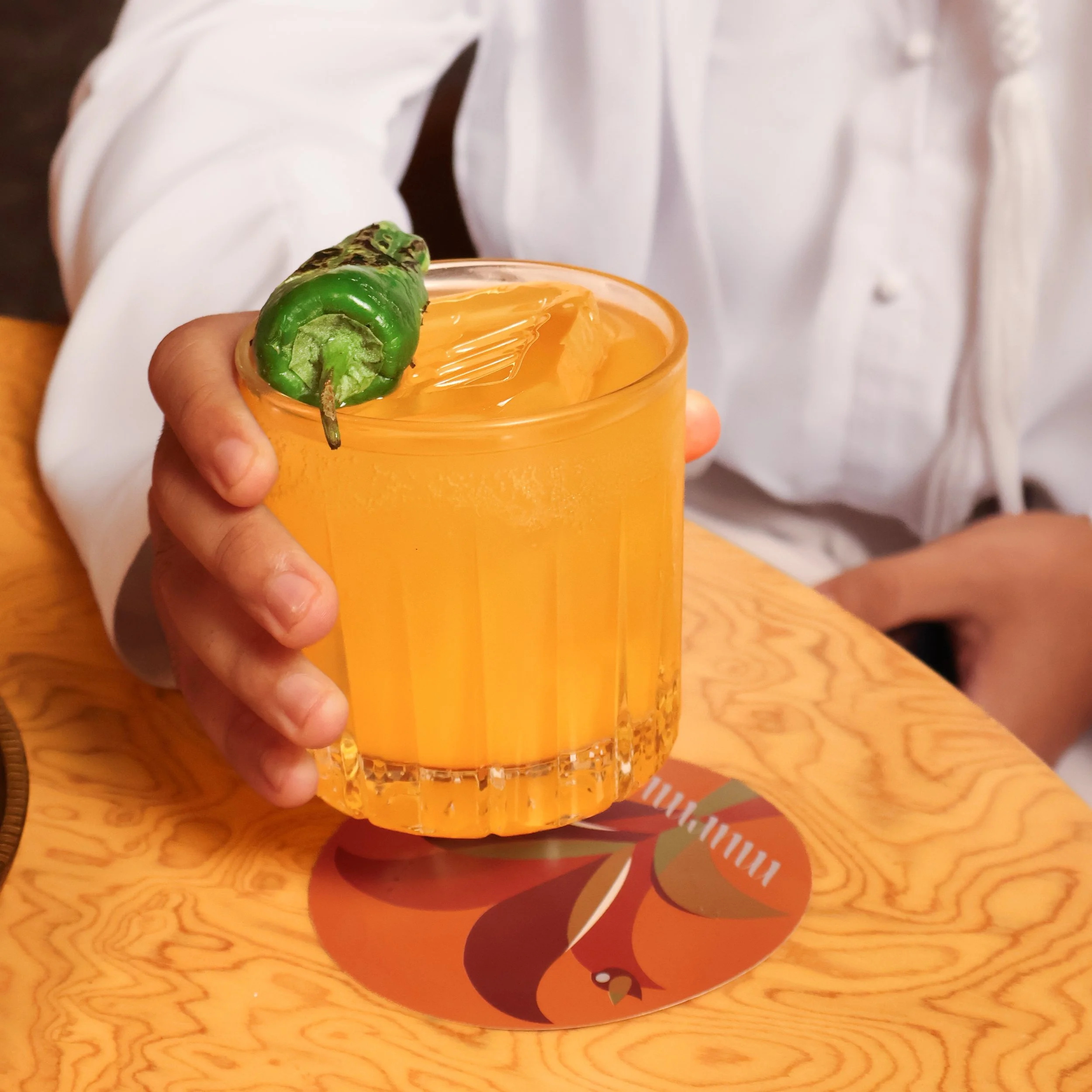 A glass of a on the rocks