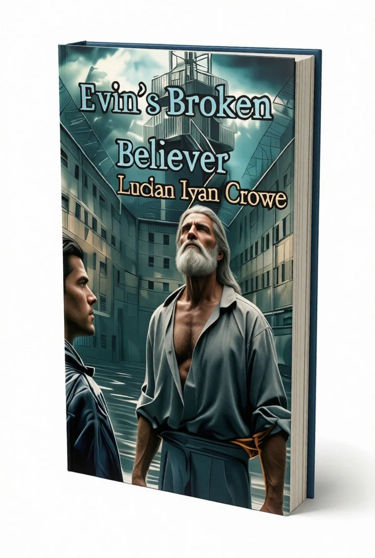 Cover of Evin's Broken Believer, a debut literary novel by Lucian Ivan Crowe, published by Subtle Longing House Publishing.