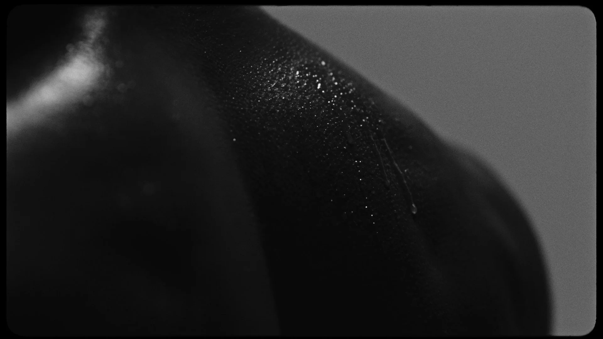 Close-up black and white photograph of a smooth, curved surface with a slightly textured finish, possibly a part of a modern gadget or object.