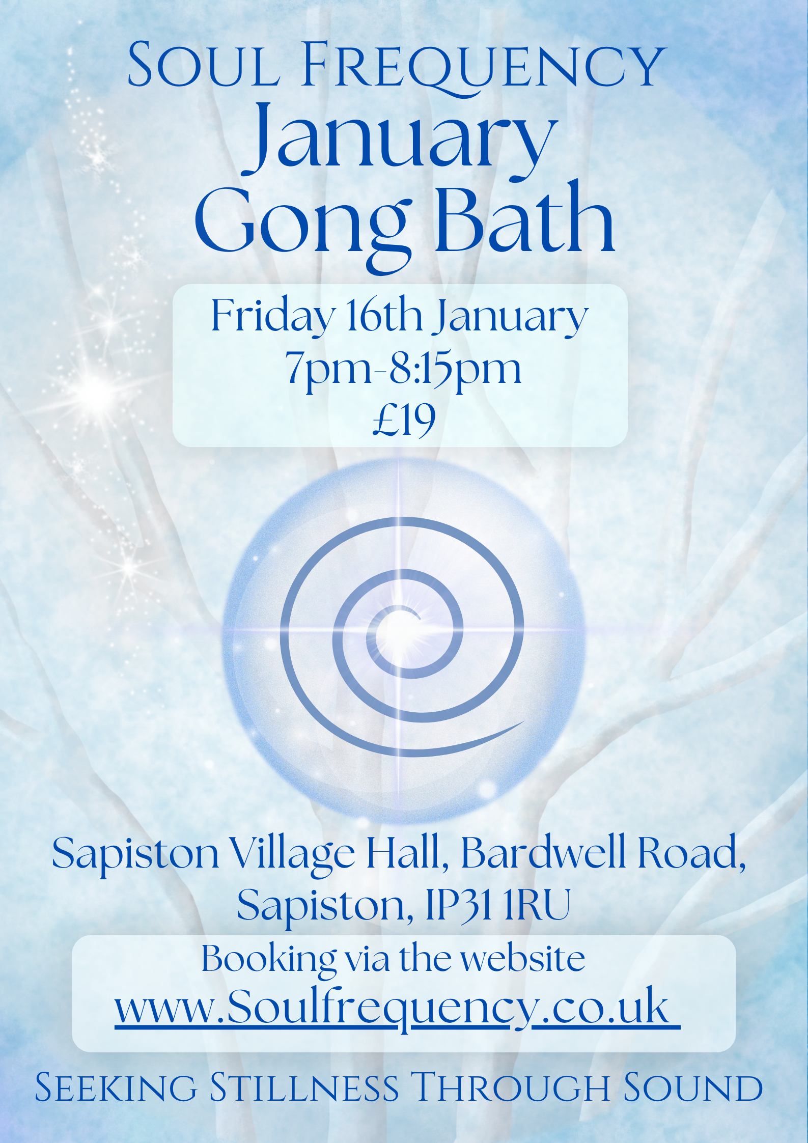 January Gong Bath - A Sonic Sanctuary - Friday 16th January 2027 7pm-8:15pm Sapiston Village Hall