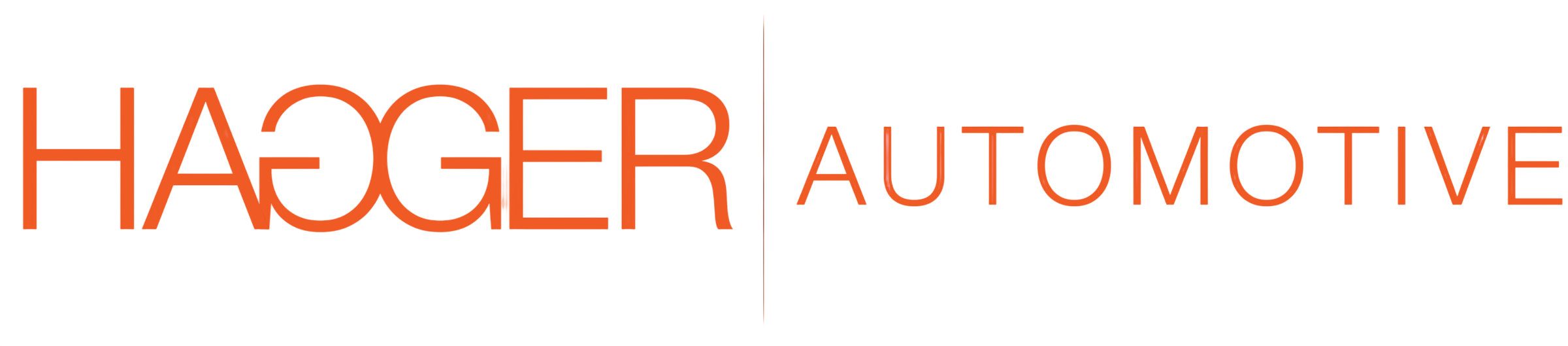 Logo for HAGER AUTOMOTIVE with orange text, a part of the studio Hagger group of companies specialising in retail design, specifically in car showrooms, automotive design.