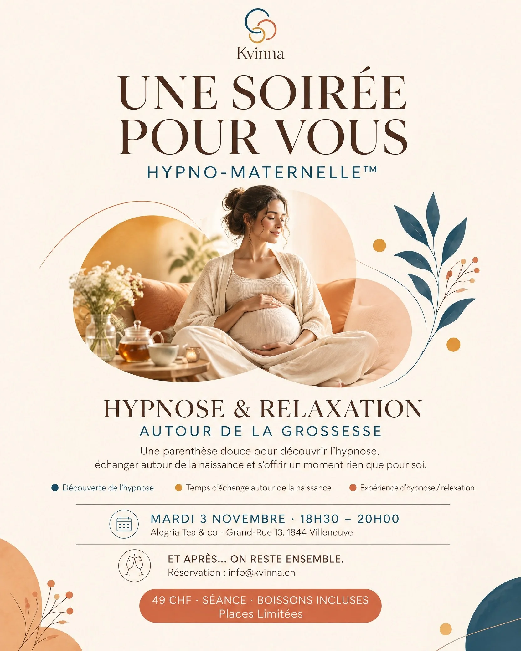 VOUS PR&Eacute;PAREZ L&rsquo;ARRIV&Eacute;E DE VOTRE B&Eacute;B&Eacute;&hellip;

𝗦𝗢𝗜𝗥𝗘́𝗘 𝗗𝗘́𝗖𝗢𝗨𝗩𝗘𝗥𝗧𝗘 𝗗𝗘 𝗟&rsquo;𝗛𝗬𝗣𝗡𝗢𝗦𝗘 𝗣𝗘𝗡𝗗𝗔𝗡𝗧 𝗟𝗔 𝗚𝗥𝗢𝗦𝗦𝗘𝗦𝗦𝗘
📅 3 novembre &agrave; 18h30
📍 Villeneuve - @alegria_tea 

Offre