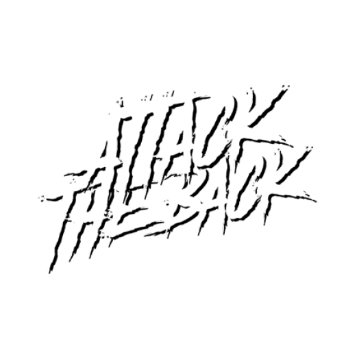 Text design reading 'Attack the Back' in a stylized white font on a black background.