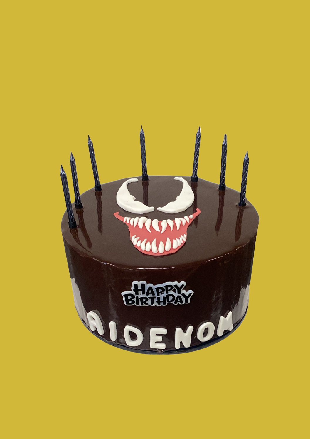 Venom cake (poison free)
Marble cake 
Chocolate ganache
