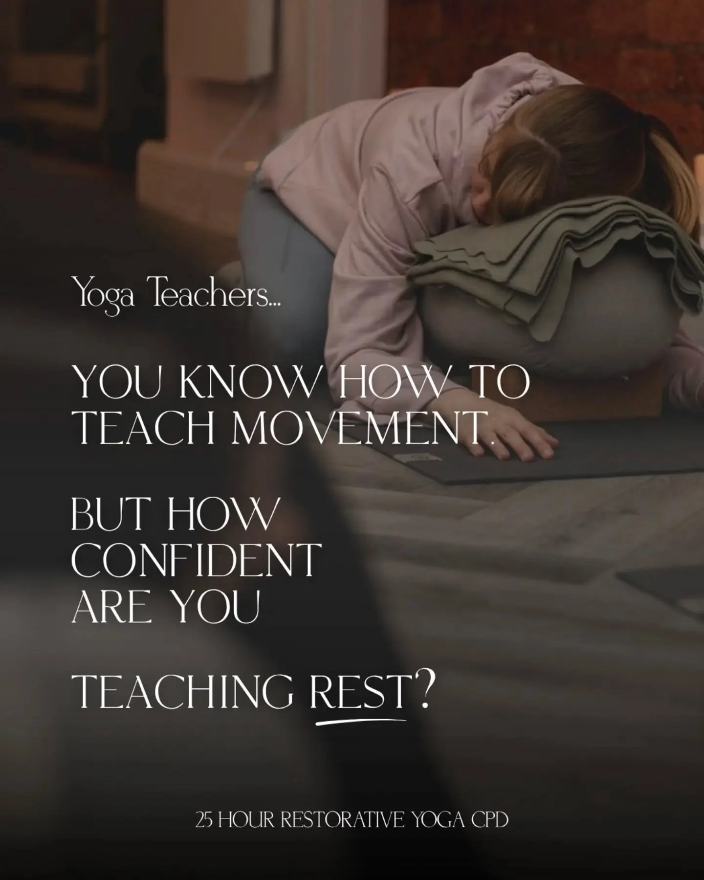 Teaching restorative yoga asks something a little different of us.

When we're used to planning sequences, cueing movement and guiding students through a practice, teaching stillness can feel like a different skill altogether. 

How do we use props t