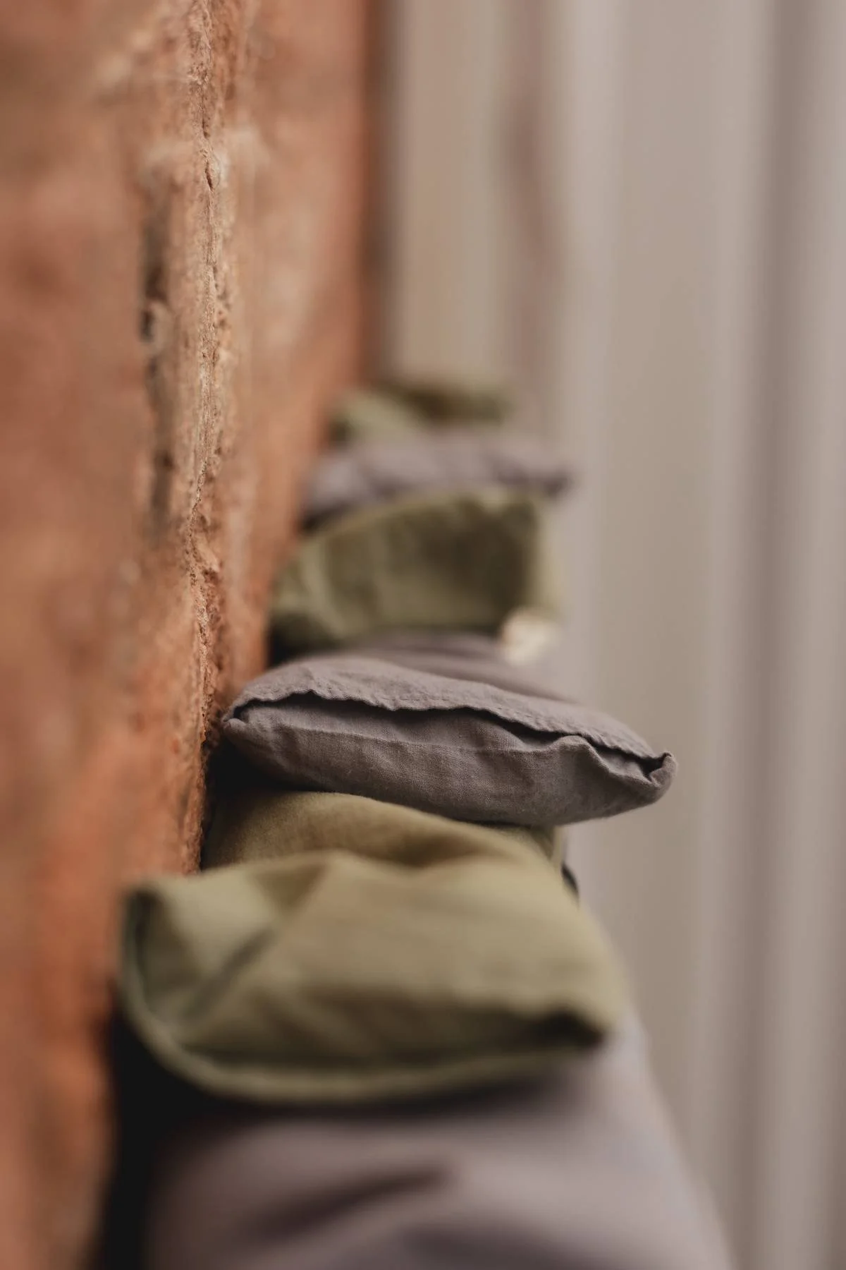 Close-up of yoga tools at a Kenilworth yoga studio.
