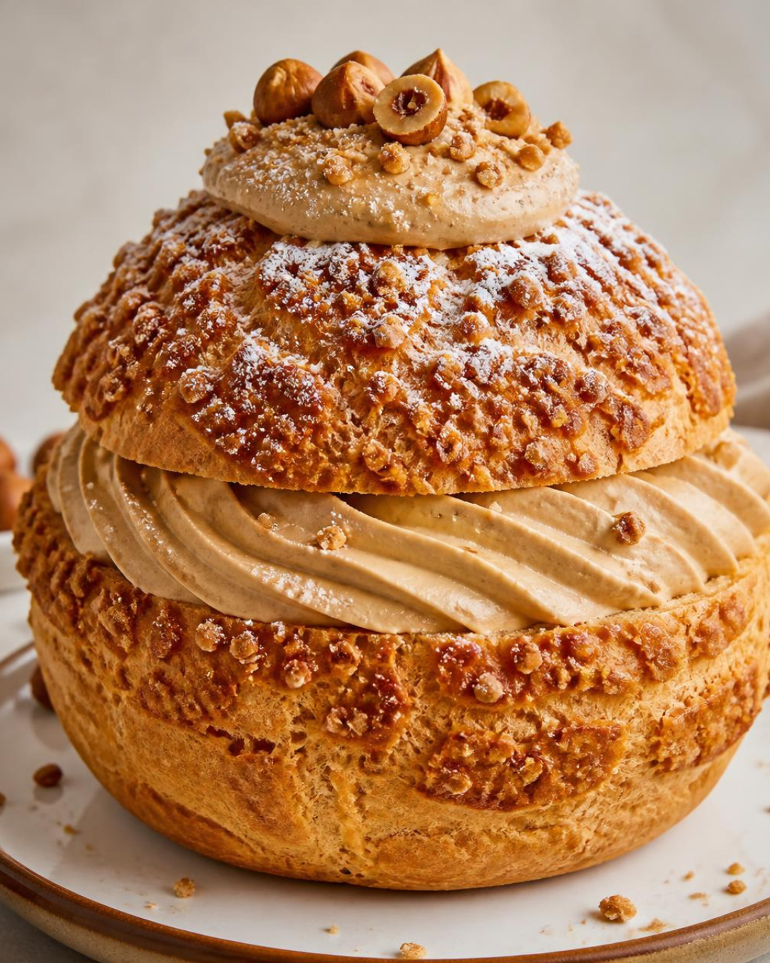 Chou crème pâtissière praliné