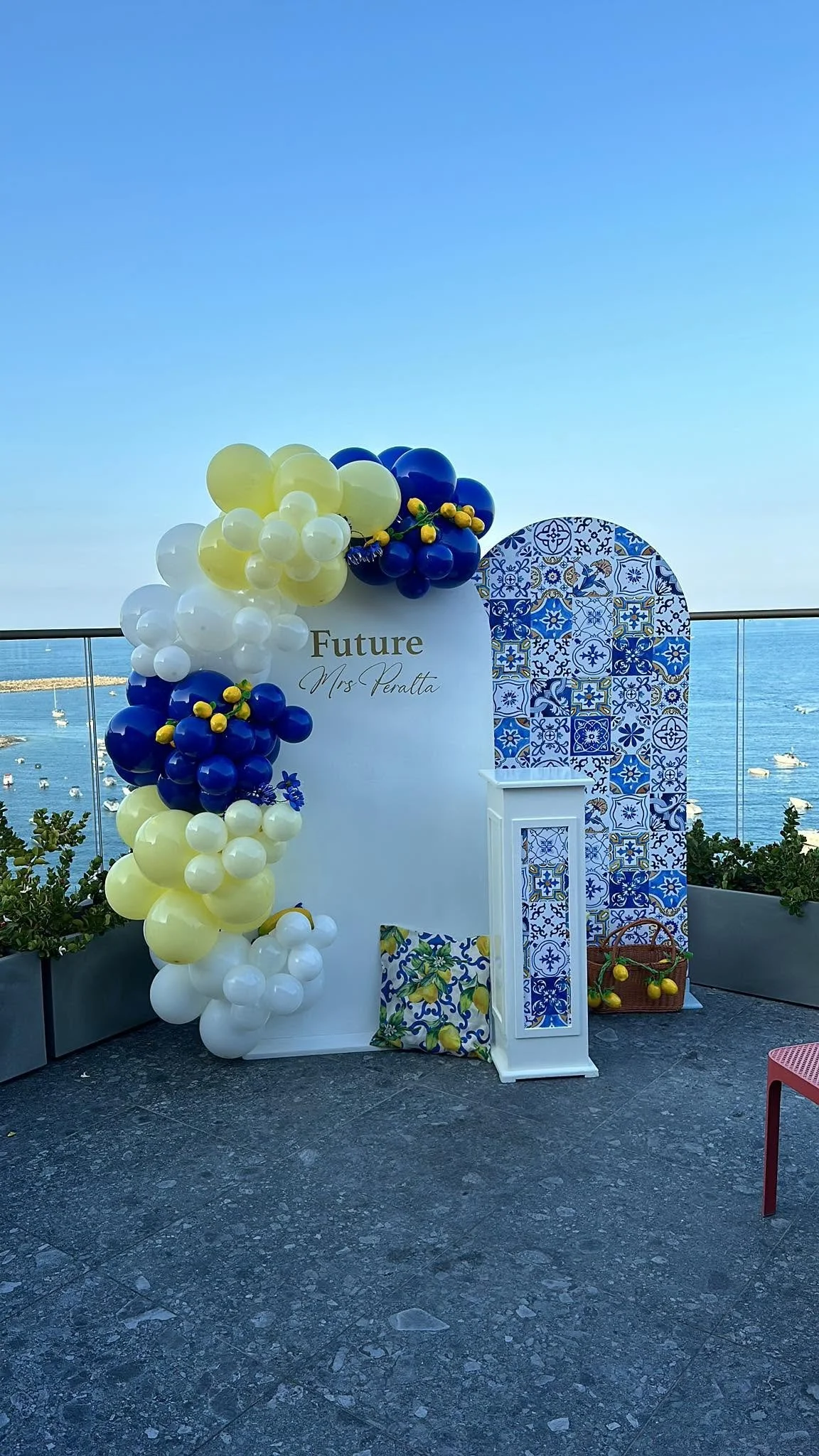 Italian coastal living backdrop to celebrate from Miss to Mrs backdrop