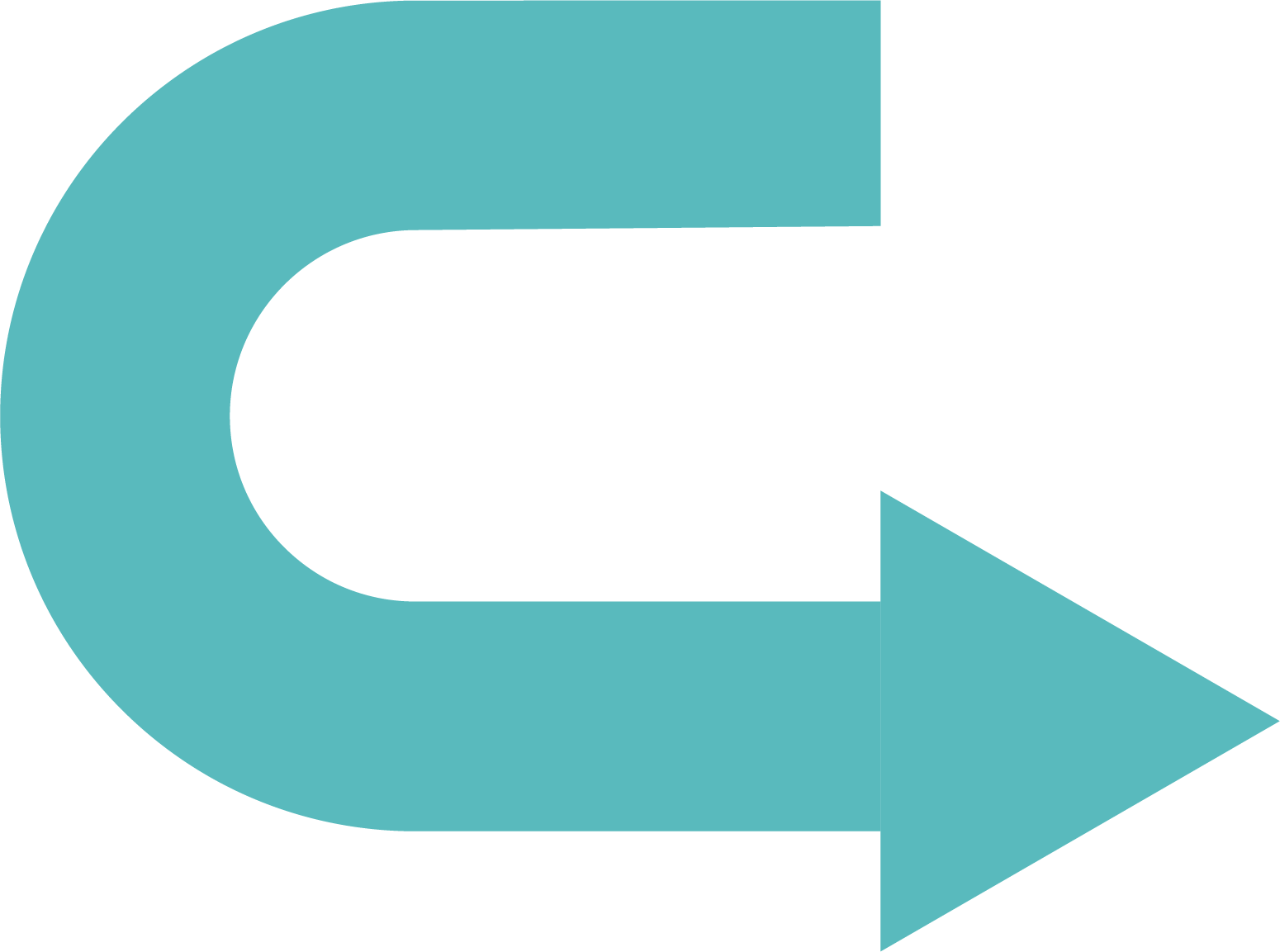 Teal coloured curved arrow pointing right to trusure objectices