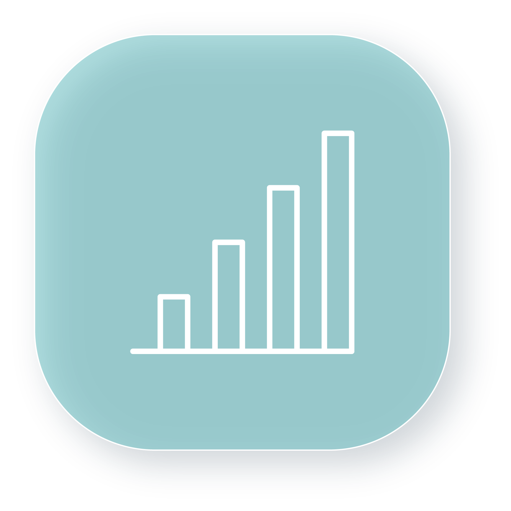 Glass effect web icon depicting a graph