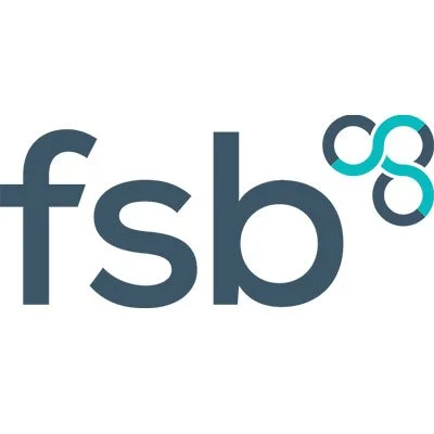 F.S.B. logo with stylized interconnected circles in teal and black.