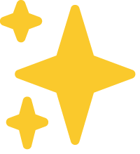 Three yellow star-shaped sparkles against a black background