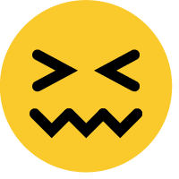 Smiley face emoji with scrunched eyes and mouth, yellow background